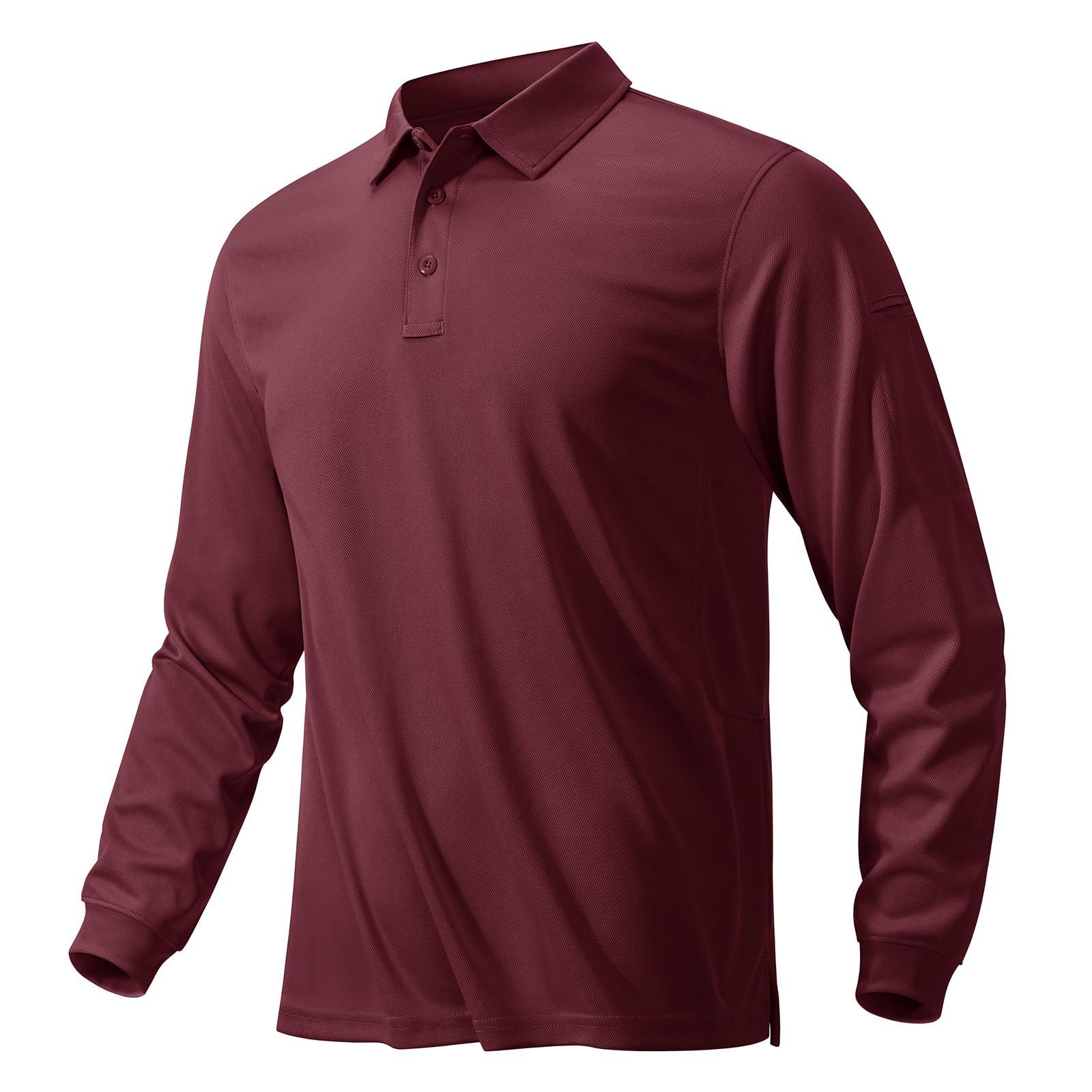 【送料無料】[KEFITEVD] ポロシャツ 長袖 メンズ ワークシャツ 吸汗速乾 ゴルフウエア 通気性 ストレッチ ボタンダウンtシャツ ポリエステル シャツ 大人 ワインレッド 2XL