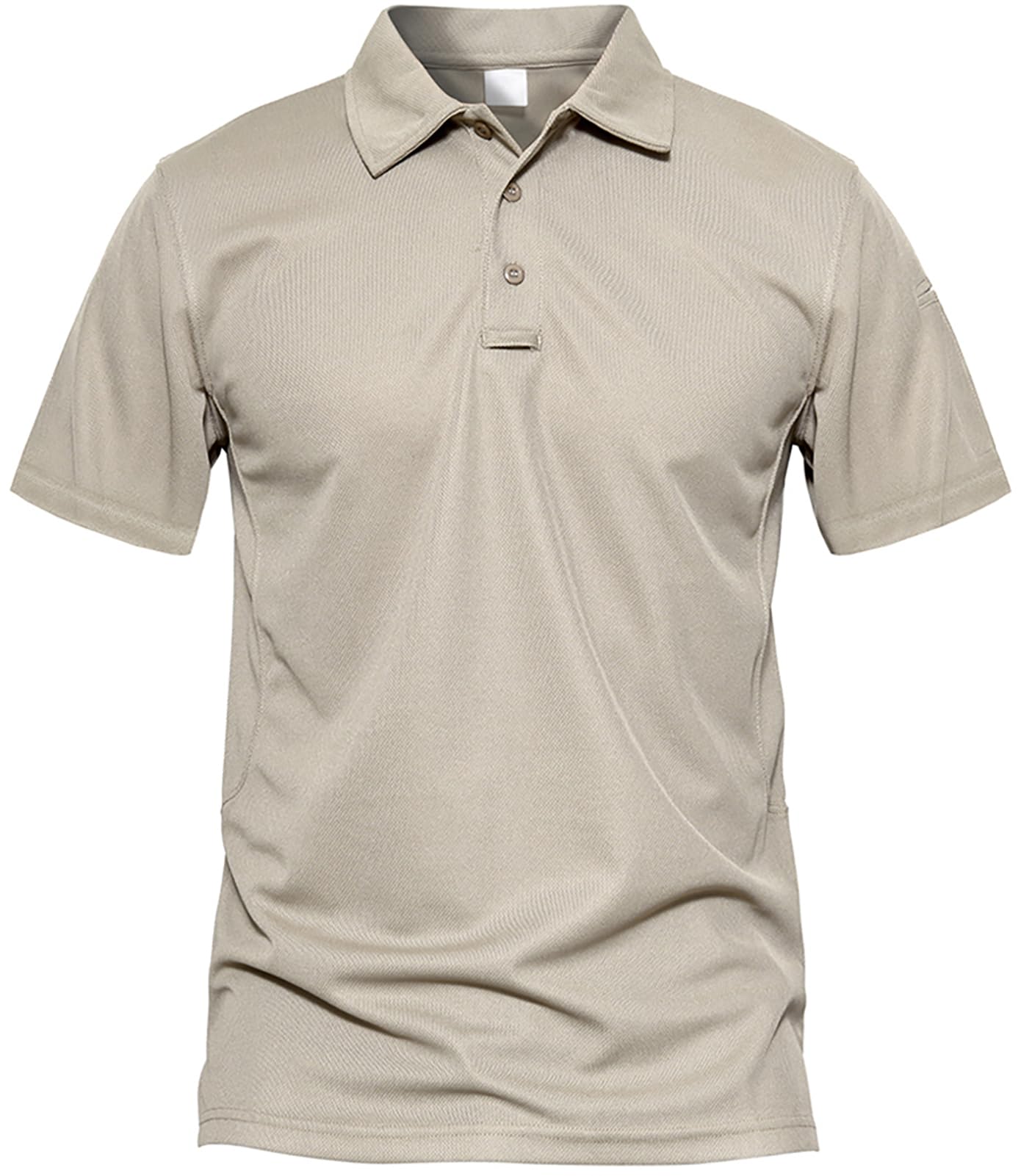 【送料無料】[KEFITEVD] ドライポロシャツ メンズ 半袖 ゴルフシャツ 速乾 涼しい ビジネスポロ ポケット 襟付きシャツ サイクリング 薄手 スポーツtシャツ 無地 作業着 カーキ JP L