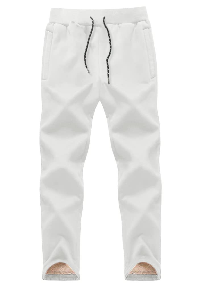 【送料無料】[KEFITEVD] ジャージ メンズ 下 裏起毛 スエットパンツ 防寒 裏ボア ジョガーパンツ 厚手 冬 パンツ 防風 スウェットパンツ トレーニングパンツ スキーウェア 白 ホワイト JP L