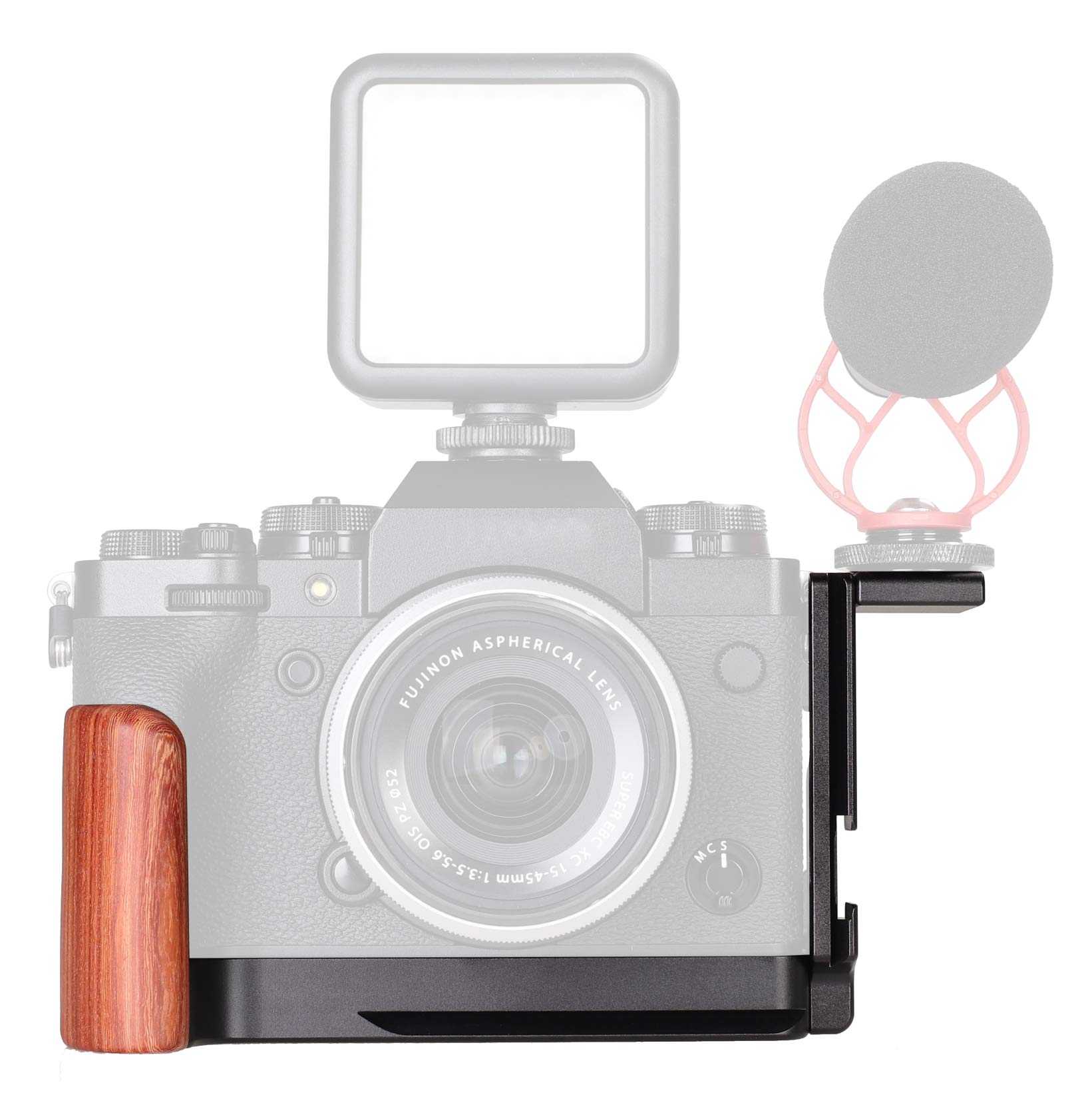 【送料無料】WEPOTO X-T4用ハンドグリップLブラケットメタル赤檀木材 (XT4-RL)