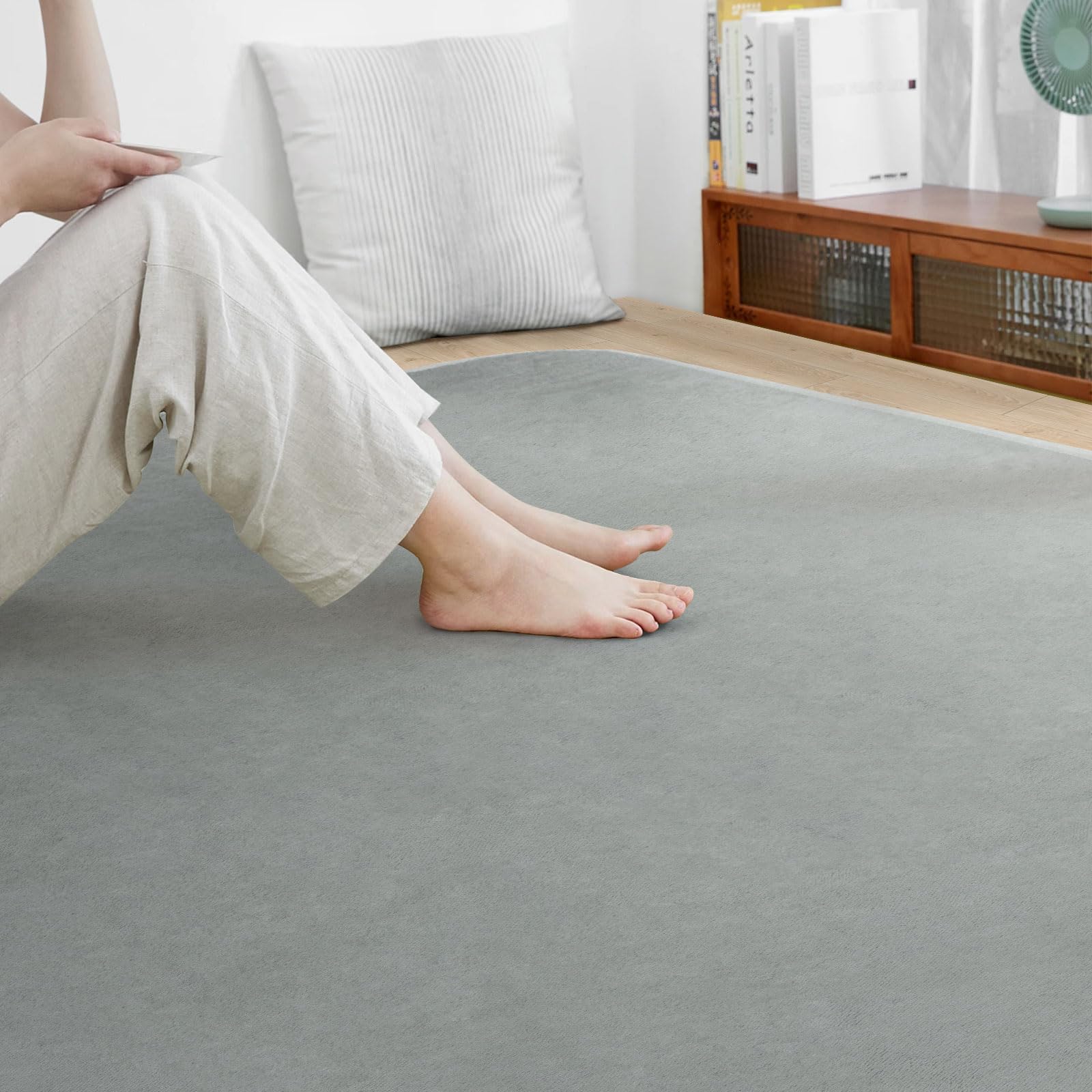 【送料無料】SOMANT ラグ 2畳 カーペット 夏用ラグマット 絨毯 滑り止め付き 防音 厚手 防ダニ 防臭 素肌にやさしい 北欧風 おしゃれ 抗菌 床保護 転倒を防ぐ 床暖房対応 ホットカーペット対応 ダークグレー185×185cm