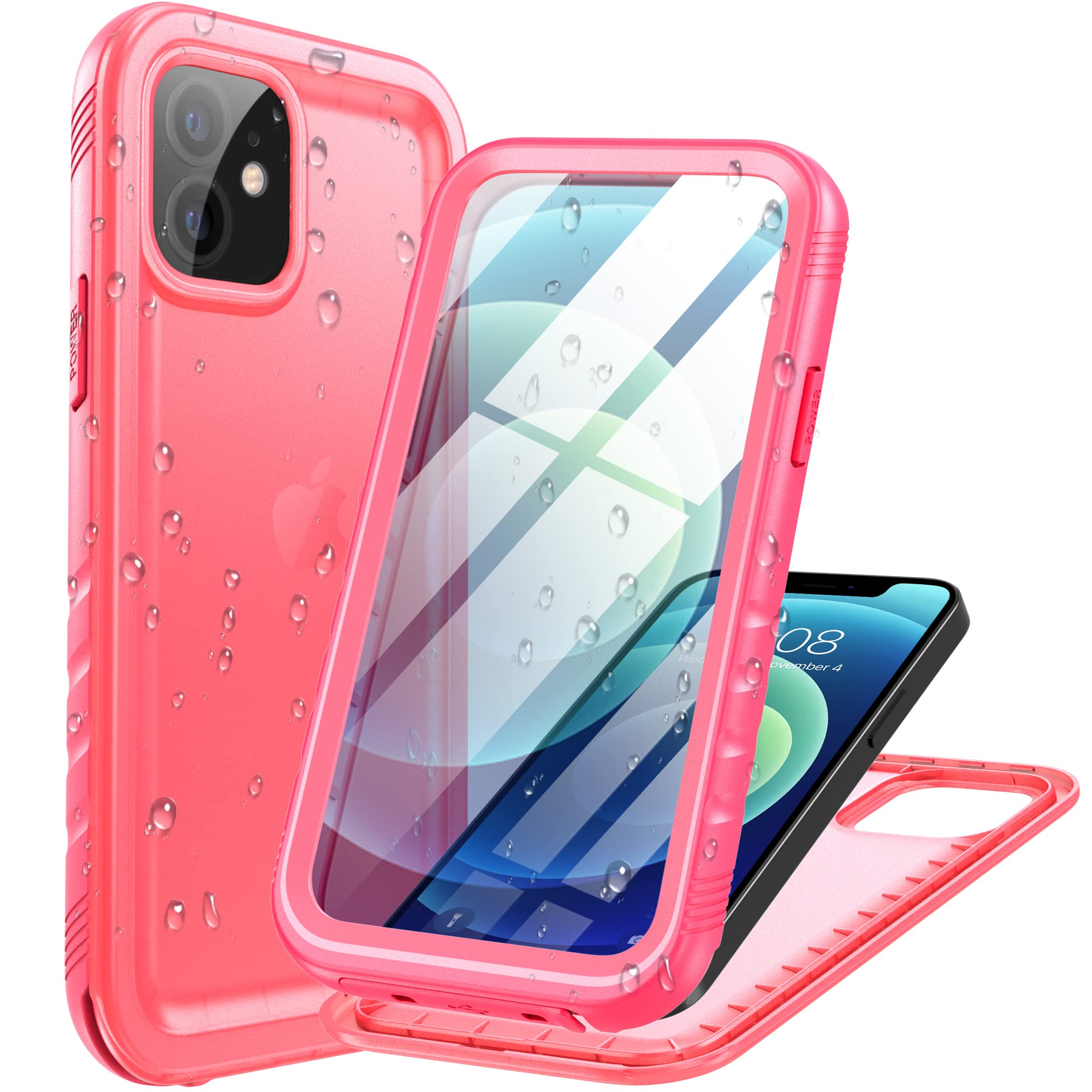 【送料無料】Cozycase 対応 iPhone 12 ケース/iPhone 12 Pro ケース - iPhone 12 用 防水ケース - 完全防水 IP68 防塵 3M 耐衝撃 米軍規格 ストラップ付き 海 お風呂 iPhone12 用 ケース - 両面 全面 頑丈 360度 人気 QI充電 アイホン12 用「2眼レフ-6.1インチ」 / アイ