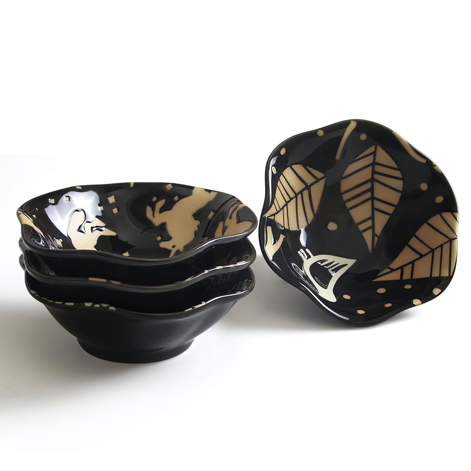 【送料無料】YFWOOD 小鉢 小皿 4個 小鉢セット直径10.5cm 高さ約3.3cm 3柄 容量約 100ml ミニボウル 黄..