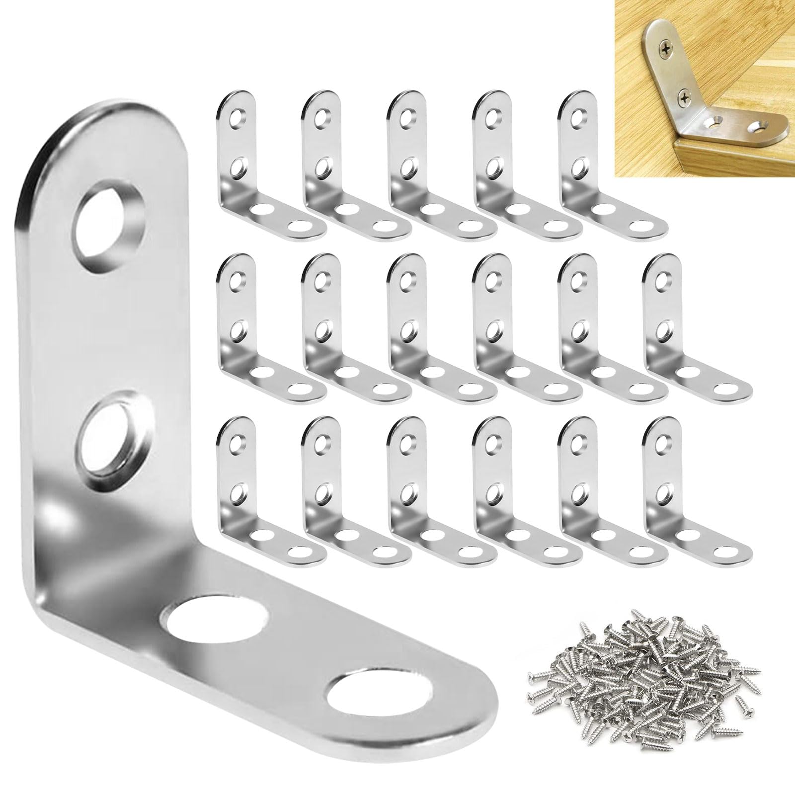 【送料無料】DRERIO l字金具 ステンレス製 18個セット40×40×16mm l字アングル 補強金具 転倒防止金具 ..