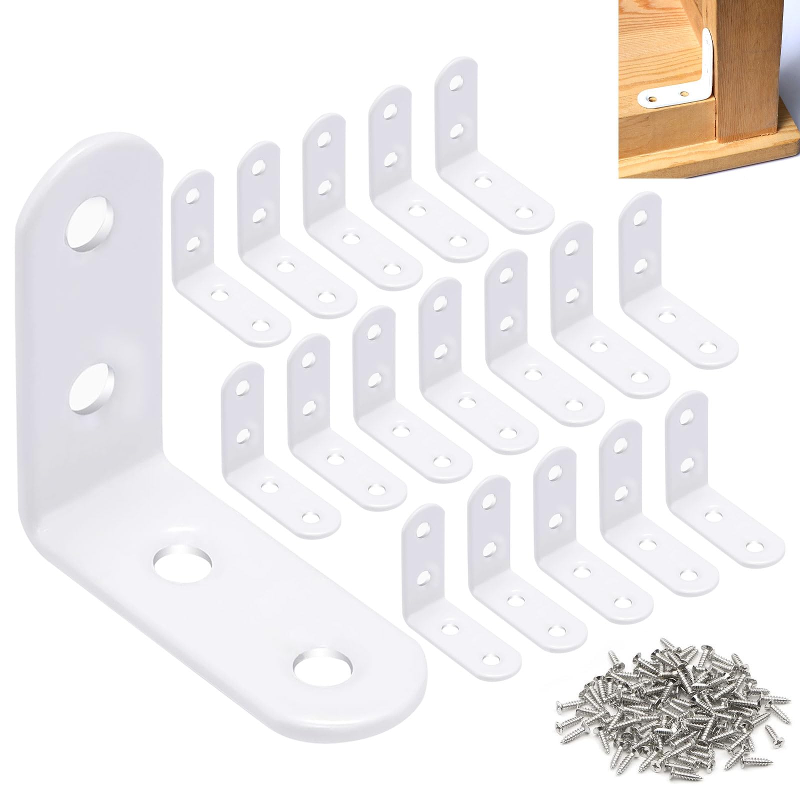 【送料無料】DRERIO l字金具 白 18個 40×40×16mmステンレス製 L字金具 l型ブラケットl 字アングル ステ..