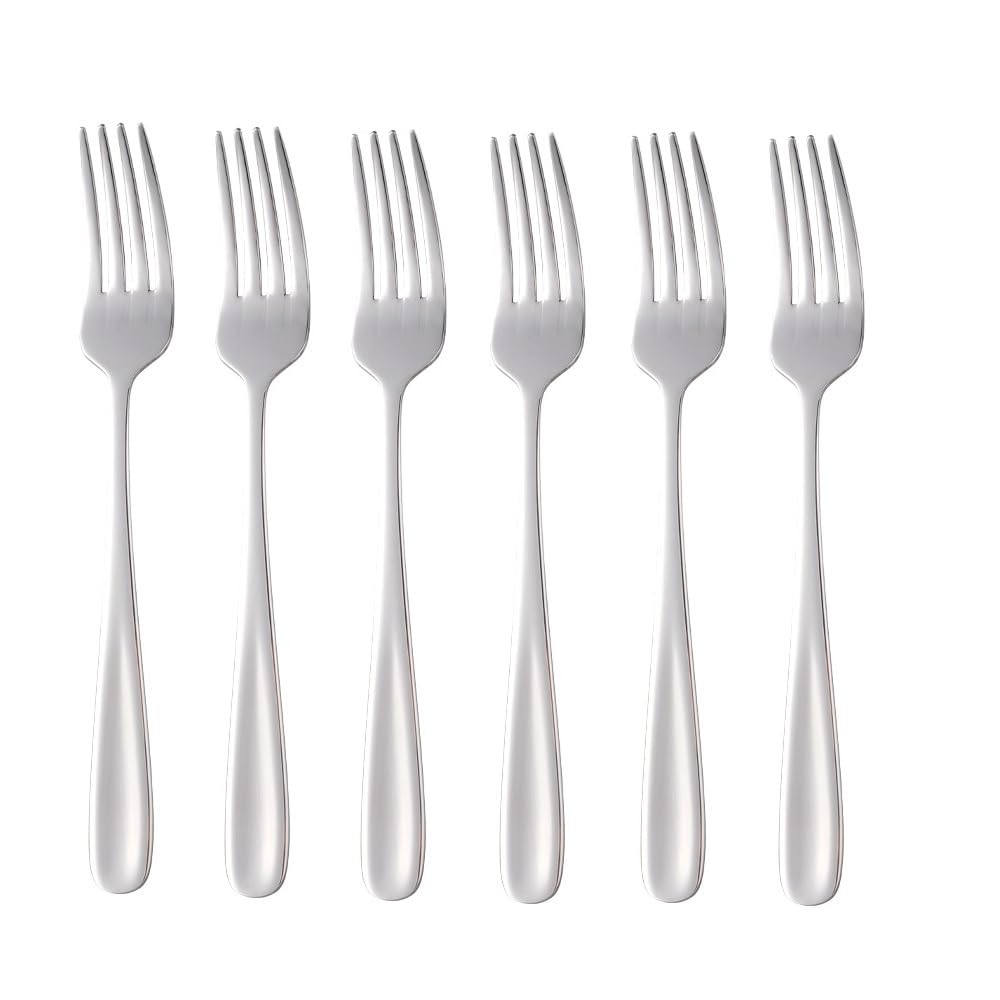 【送料無料】Buyer Star ディナーフォーク パスタフォーク 6本セット 18.5cm 質感よい ステンレス製 鏡面仕上げ 食洗機対応 シルバー