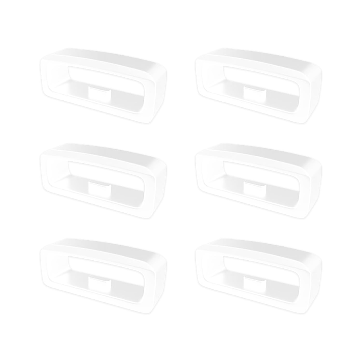 【送料無料】[Kaaipee] 時計ベルト用遊環 ラバー製腕時計バンドホルダー ループ シリコン ファスナーリング22mm ホワイト6個セット(4)