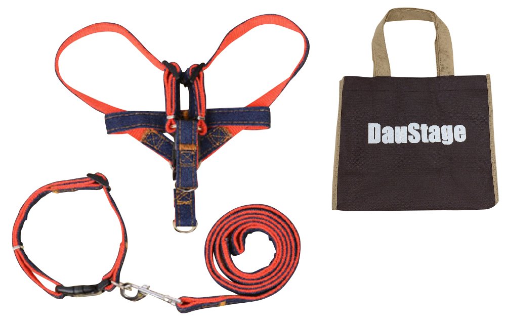 【送料無料】(DauStage) デニム 素材 ハーネス リード 首輪 セット 選べる 5色 4サイズ 小型 中型 大型..