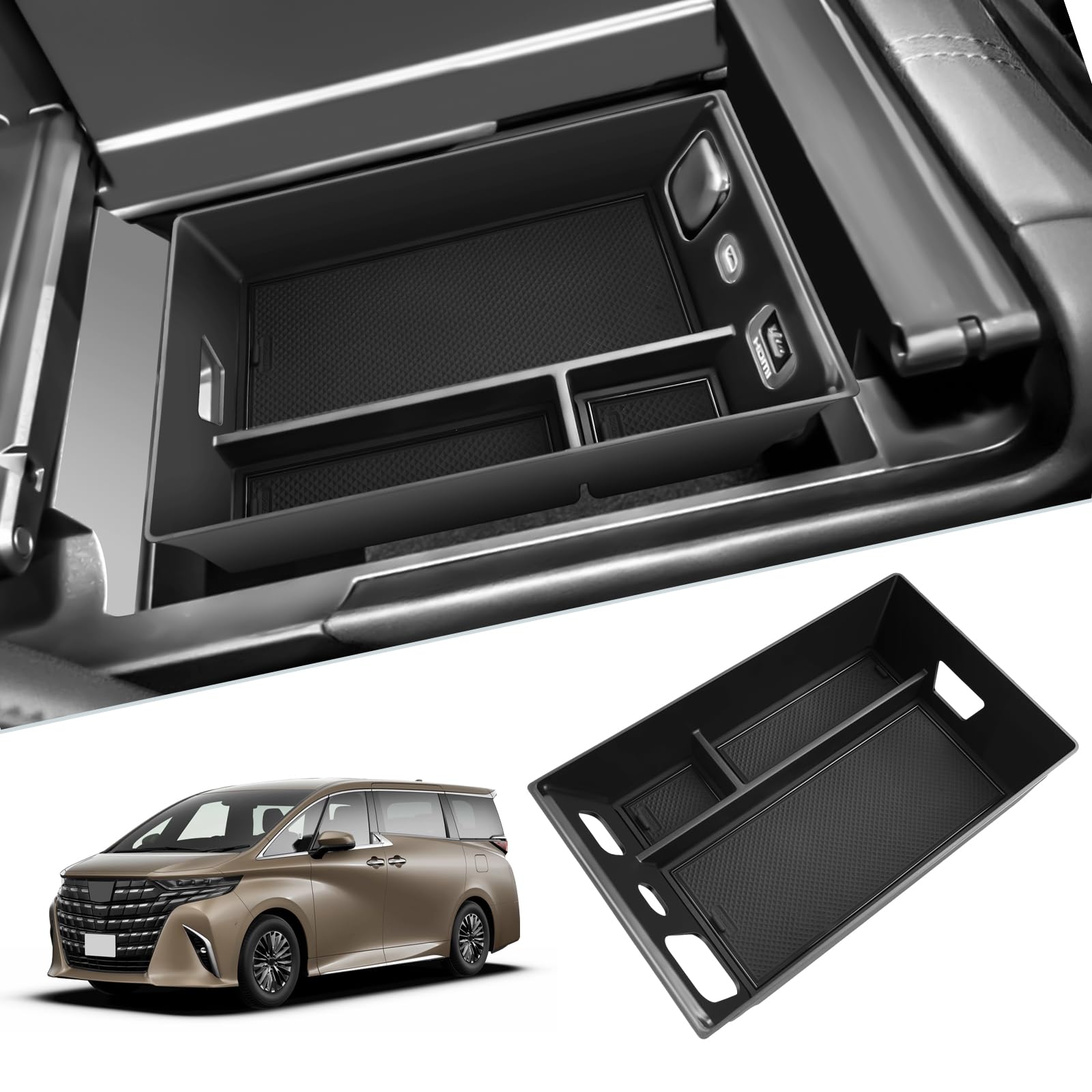 【送料無料】SKTU トヨタ アルファード/ヴェルファイア 40系 新型 アルファード 40系 車用 内蔵型コンソールボックス ヴェルファイア センターコンソールアンダートレイ 収納トレイ ラバーマット付き 小物入れ 装着簡単 カスタムパーツ 滑り止め 専用 騒音軽減 傷消し A