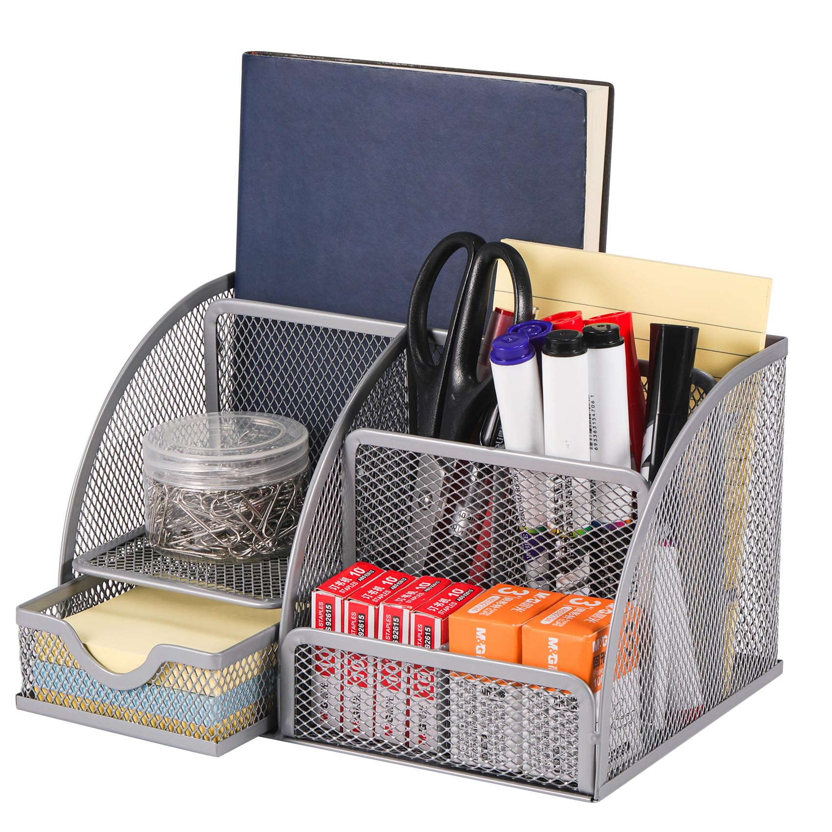 【送料無料】Annhua デスクオーガナイザー メッシュ ペン立て 卓上 鉄製 7仕切り デスク 小物入れ 引き..