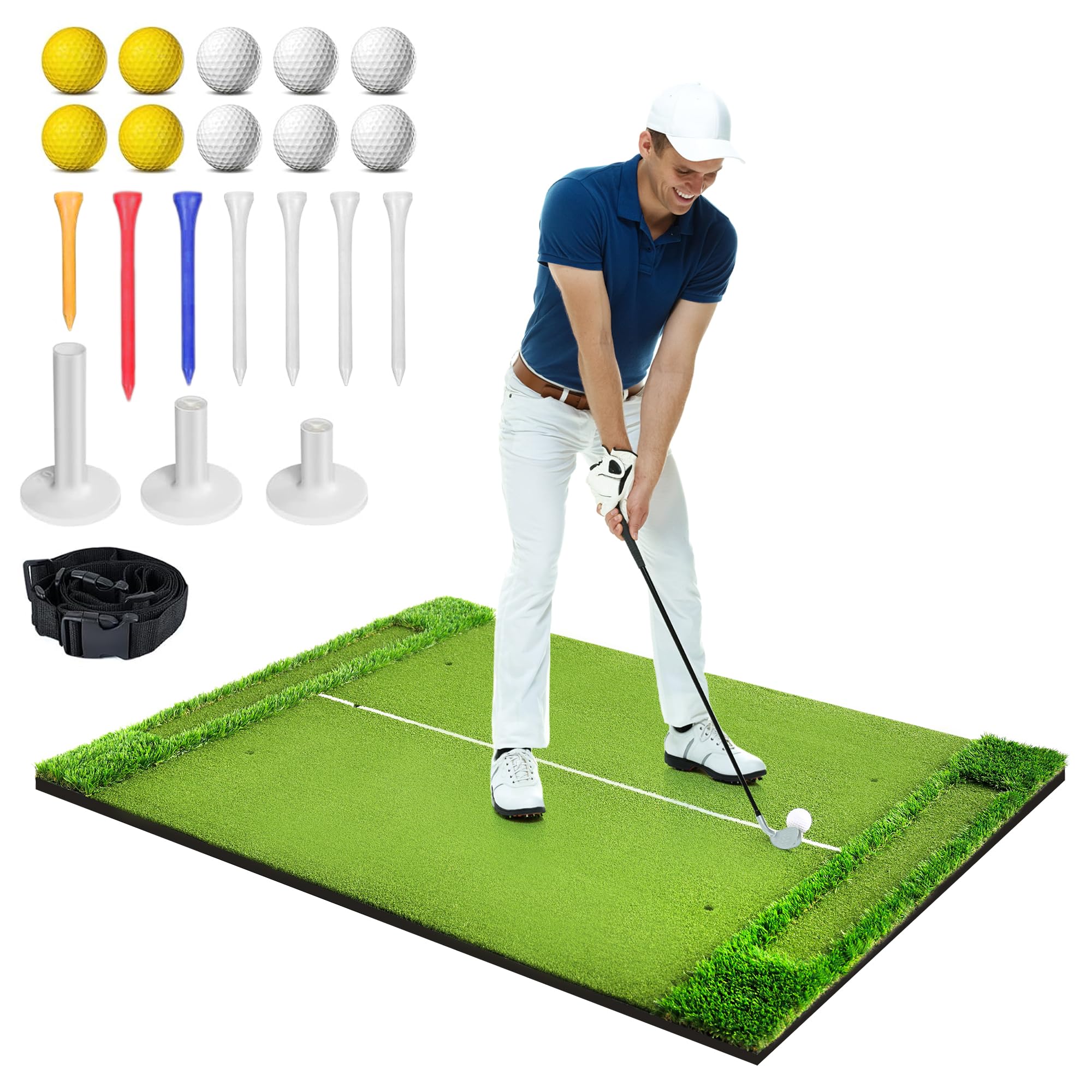 【送料無料】KOOPRO ゴルフマット 練習用 大型 2WAY芝 150×120cm ゴルフショット用マット 自宅 室内 屋..