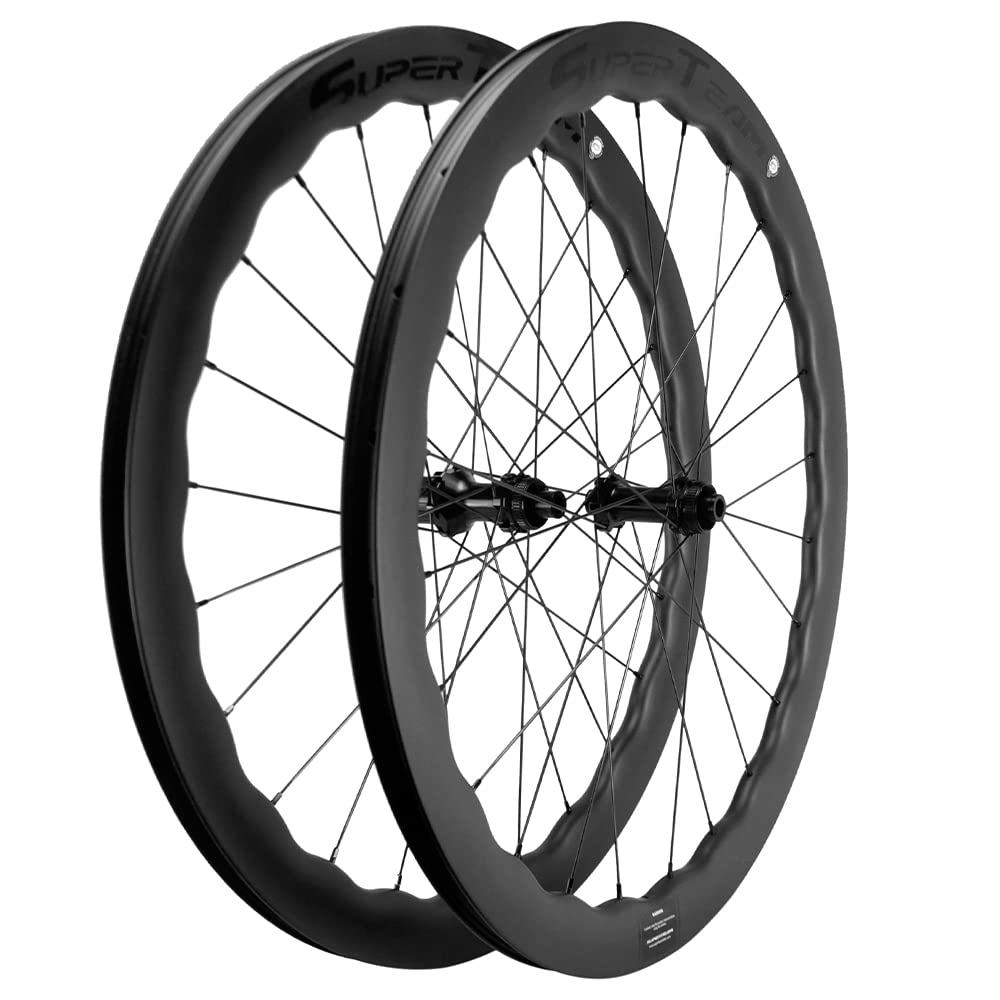 【送料無料】SUPERTEAM 45/50/65mm チューブレス ディスク ブレーキ ロード バイク ホイールセット 25m..