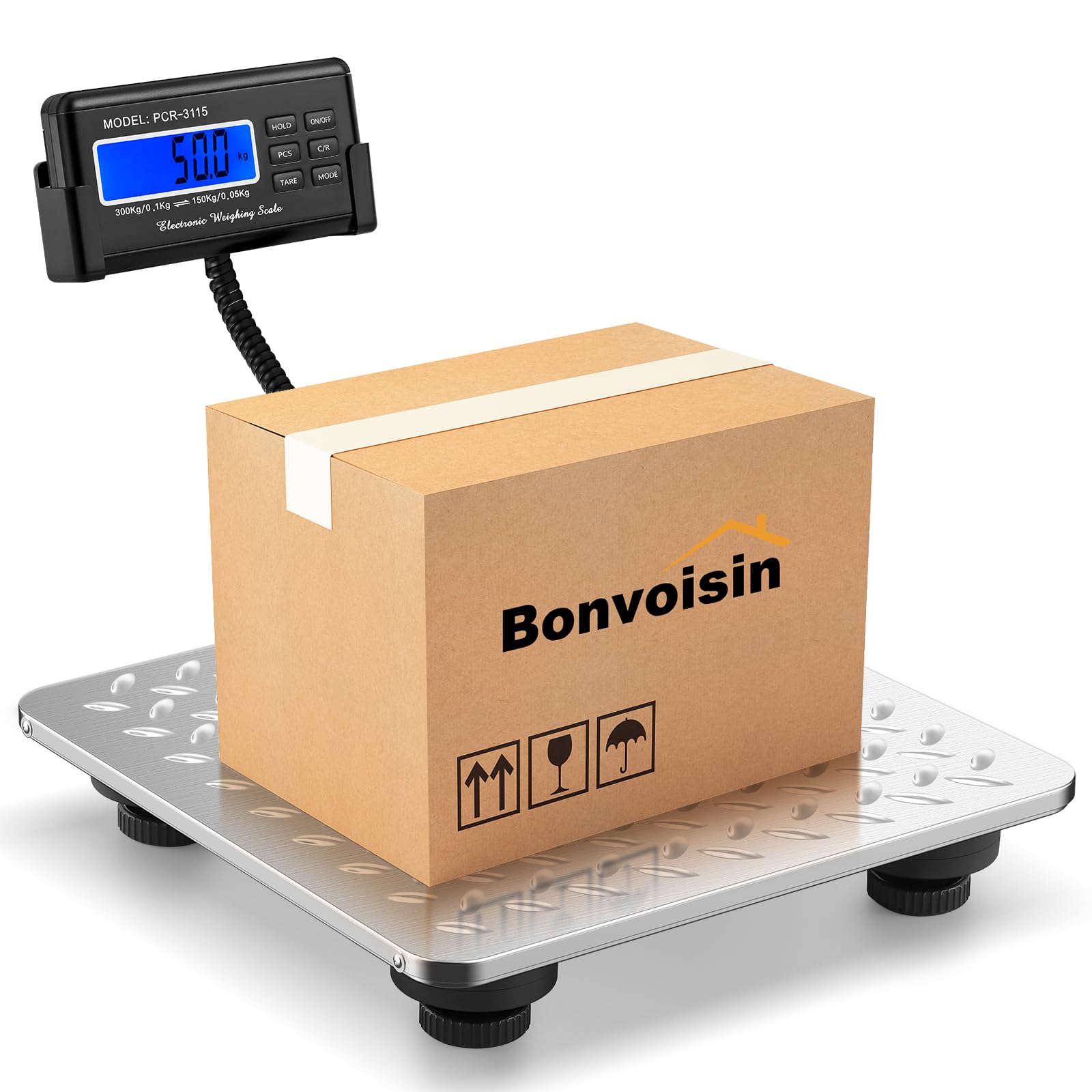 【送料無料】Bonvoisin デジタル台はかり 隔測式 電子台はかり 300kg×0.1kg/15 ...