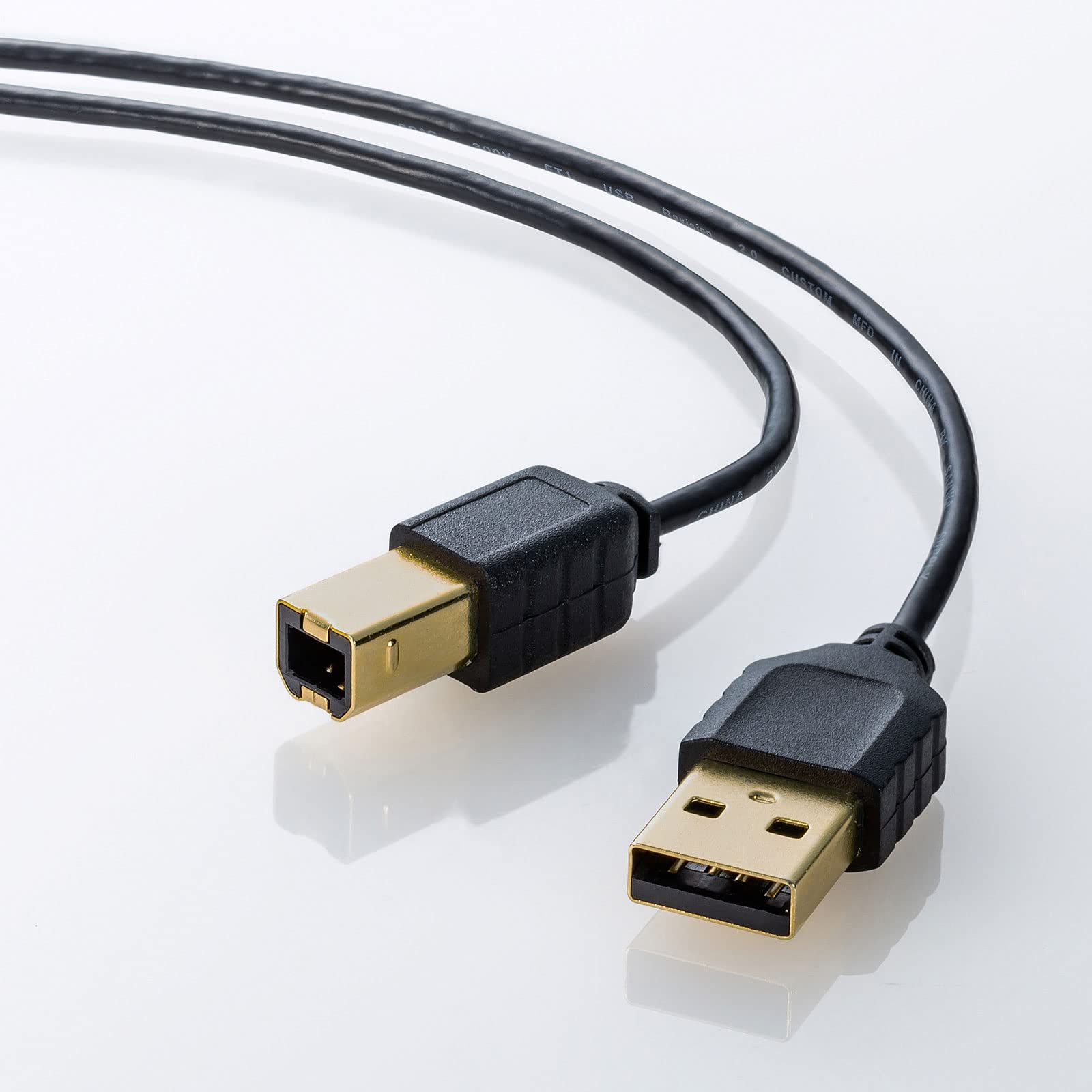 【送料無料】サンワサプライ 極細USBケーブル（USB2.0 A-Bタイプ・ブラック・1m） KU20-SL10BKK
