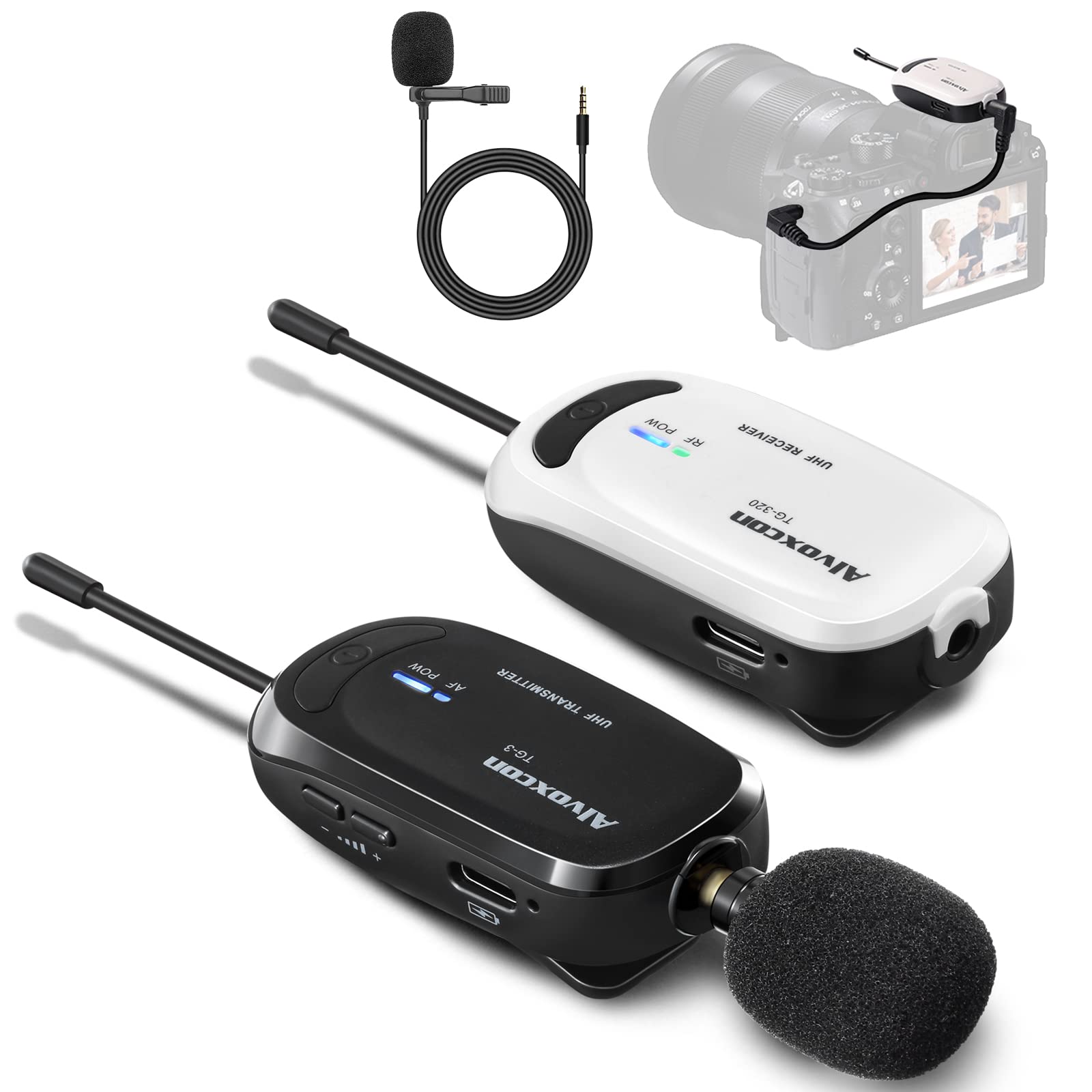 【送料無料】Alvoxcon ワイヤレスマイク UHF ピン型 無線 一眼レフ対応 iPhone/A ...