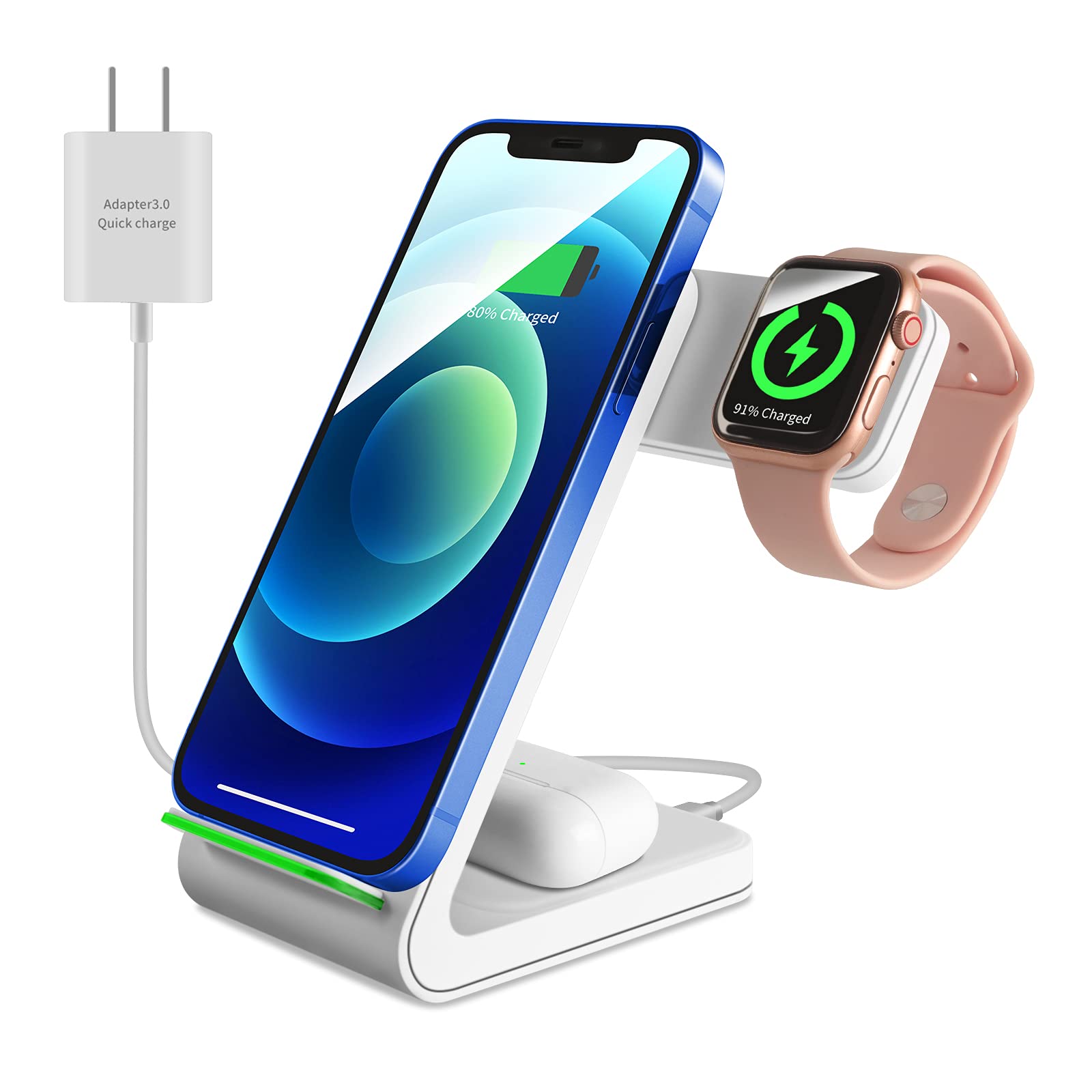 【送料無料】WINGO TIMES ワイヤレス充電器3in1 15W急速 置くだけ充電 Apple  ...