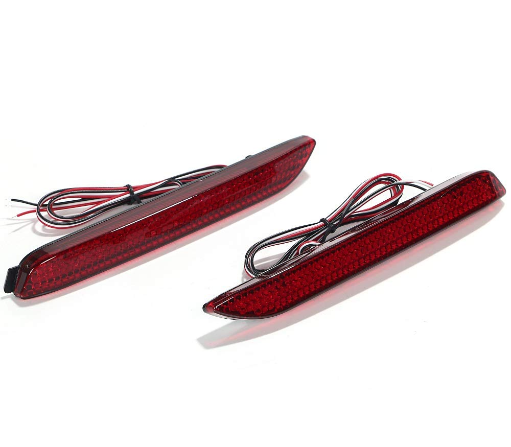 【送料無料】[Avan Knight] トヨタ LED リア バンパー ライト リフレクター 20系 アルファード ヴェルファイア ノア ヴォクシー ハリアー カムリ スモール ブレーキ 汎用 ブラック レッド クリア デイライト KRB062 (レッド)