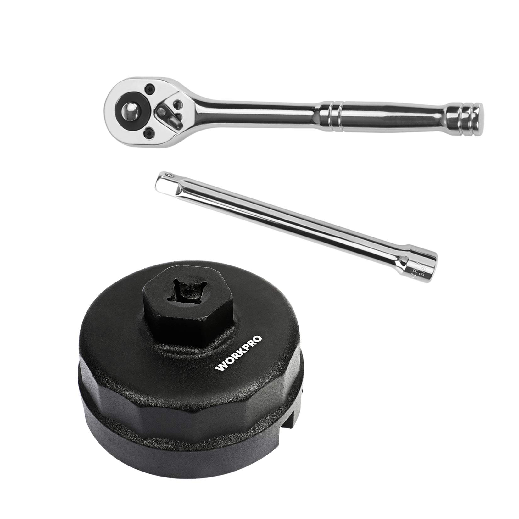 【送料無料】WORKPRO カップ型オイルフィルターレンチ 3点セット 差込角9.5mm （3/8インチ） ラチェッ..