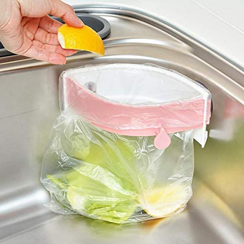 【送料無料】Andexi 三角コーナー ごみ袋ホルダー 開閉可能 吸盤式 生ごみ袋スタンド キッチン ごみ袋ホルダー シンク用 キッチン 台所用 ワンタッチ さんかくコーナー ピンク