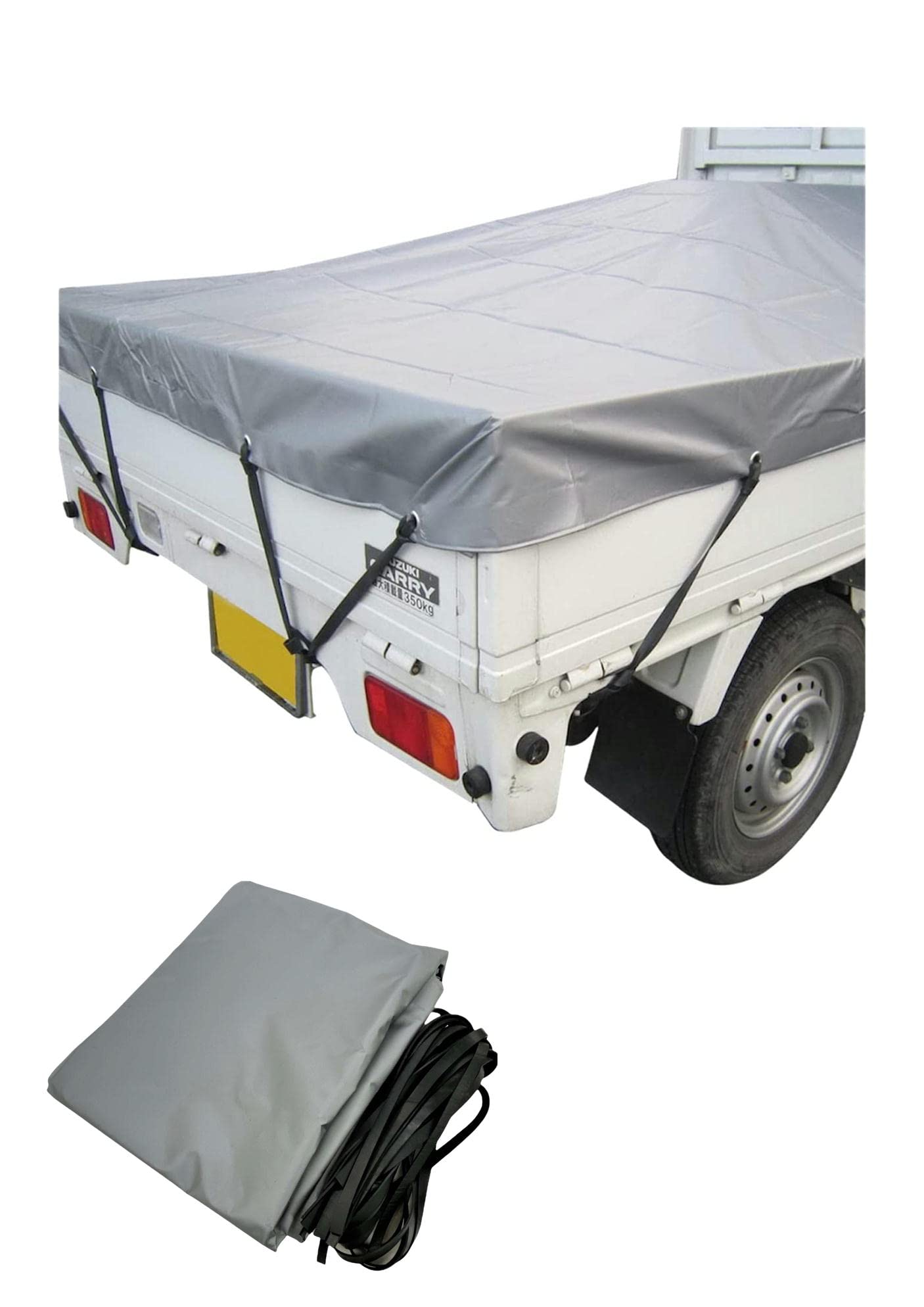 【送料無料】monomania 軽トラック 荷台用シート 全2種 トラックシート 丈夫な防水仕様 軽トラシート 1.7m×2.1m 固定用ゴムバンド付 シルバー