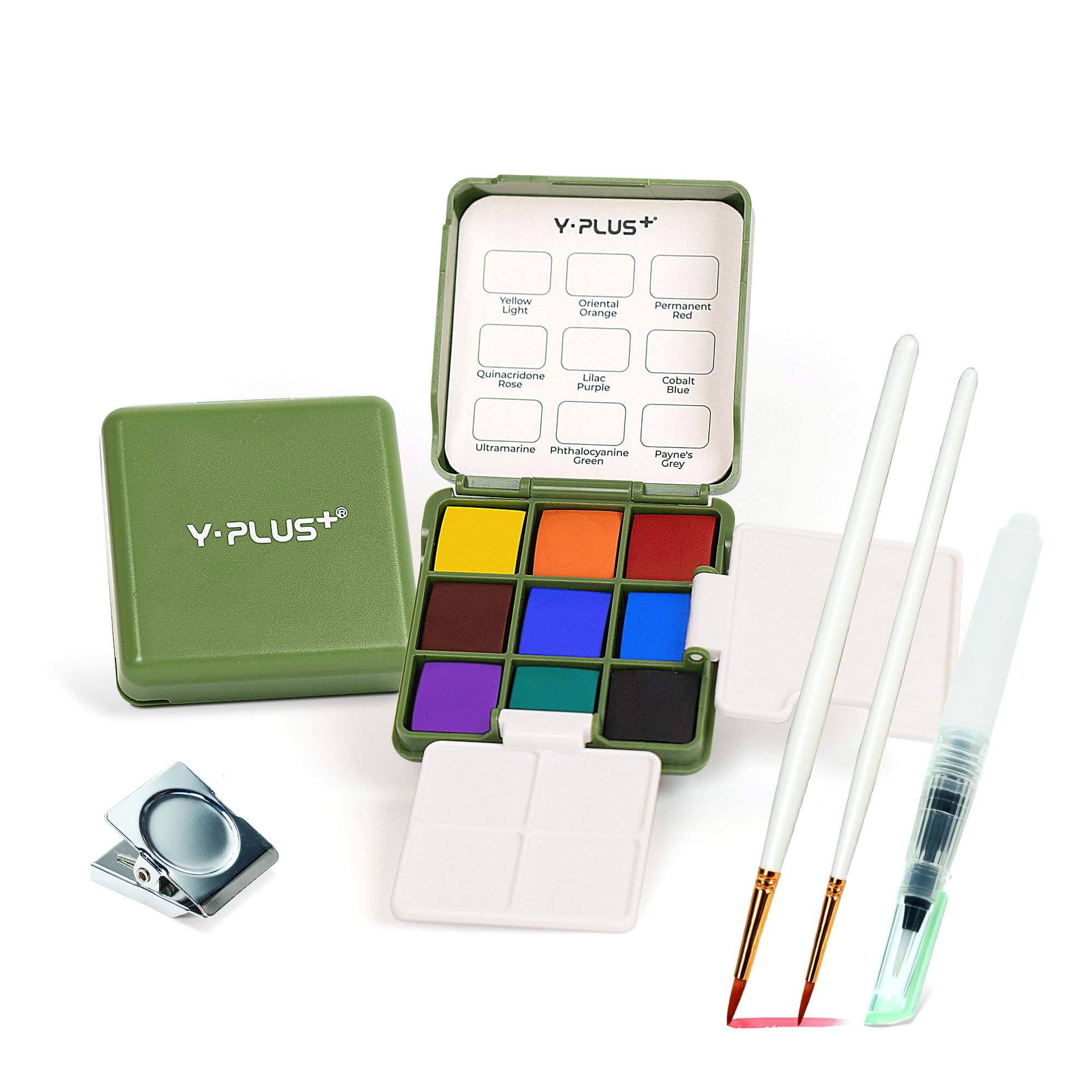 【送料無料】YPLUS携帯型固形水彩絵の具セット 高級で豪華な旅行用絵の具(ブラシ付き) 6cmx6cmミニ固形水彩 芸術愛好者の贈り物 絵画アート用品ギフト ...