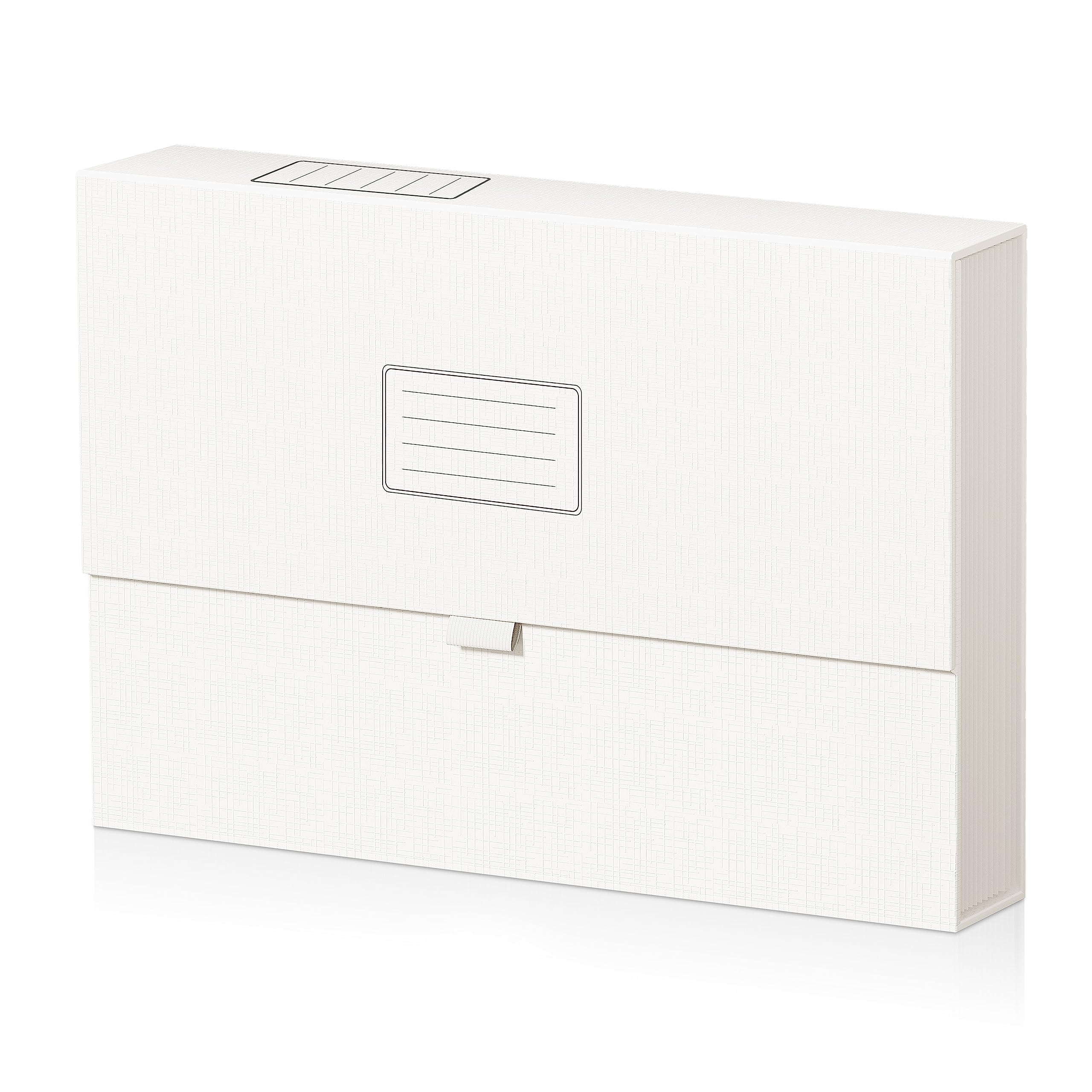 【送料無料】JiaWeiドキュメント a4ファイルボックス領収書ファイル書類せいり 分類 フォルダ 12仕切り白いポケット アコーディオン 持ち運び 大容量 収納ケースラベル付き 事務用品 教室