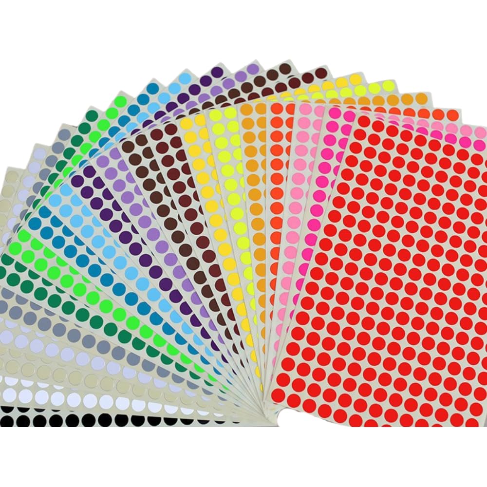 【送料無料】ANAMO カラーラベル 丸シール 20色 丸型 (8mm)