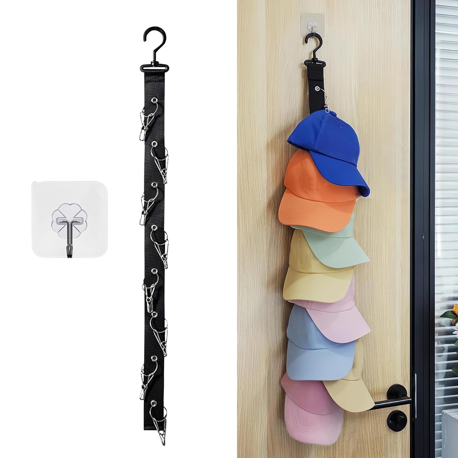 【送料無料】帽子掛け 帽子ハンガー 360°回転フック クリップ8個 帽子スタンド 吊り下げ スペース節約 ..