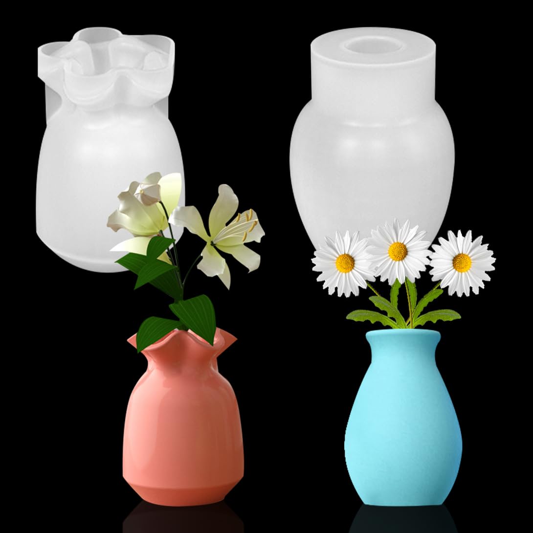 【送料無料】Voyyphixa シリコンモールド 花瓶 ミニ 花瓶形 2セット 3D 立体 キャンドルホルダー 装飾 ..
