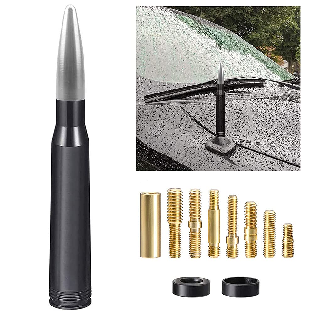 【送料無料】Chelhead 弾丸型 ショートアンテナ アルミ製外観 車用 ラジオアンテナ フォード F150/F250/F350 スーパーデューティー ラプター ダッジ RAM 1500/2500/3500対応 簡単取り付け シルバー 防水防塵 軽量設計