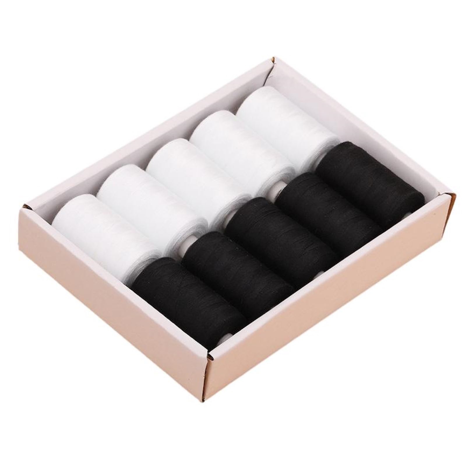 【送料無料】COZENTA ミシン糸 60番 黒 白 10個セット 普通地用 1個約1350m