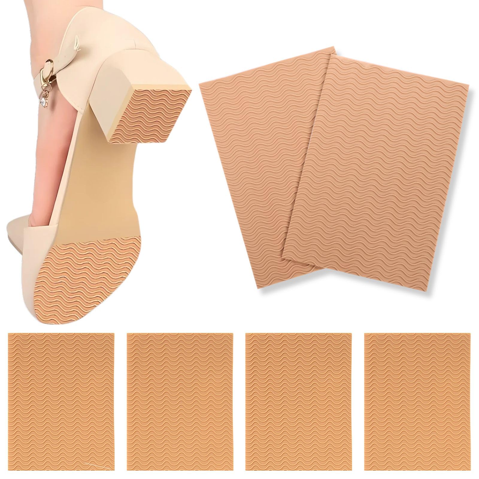 【送料無料】CHASO 靴底修理 ゴムシート 革靴 パンプス ヒール 滑り止め ソール 靴ゾコ補修 ベージュ 6枚