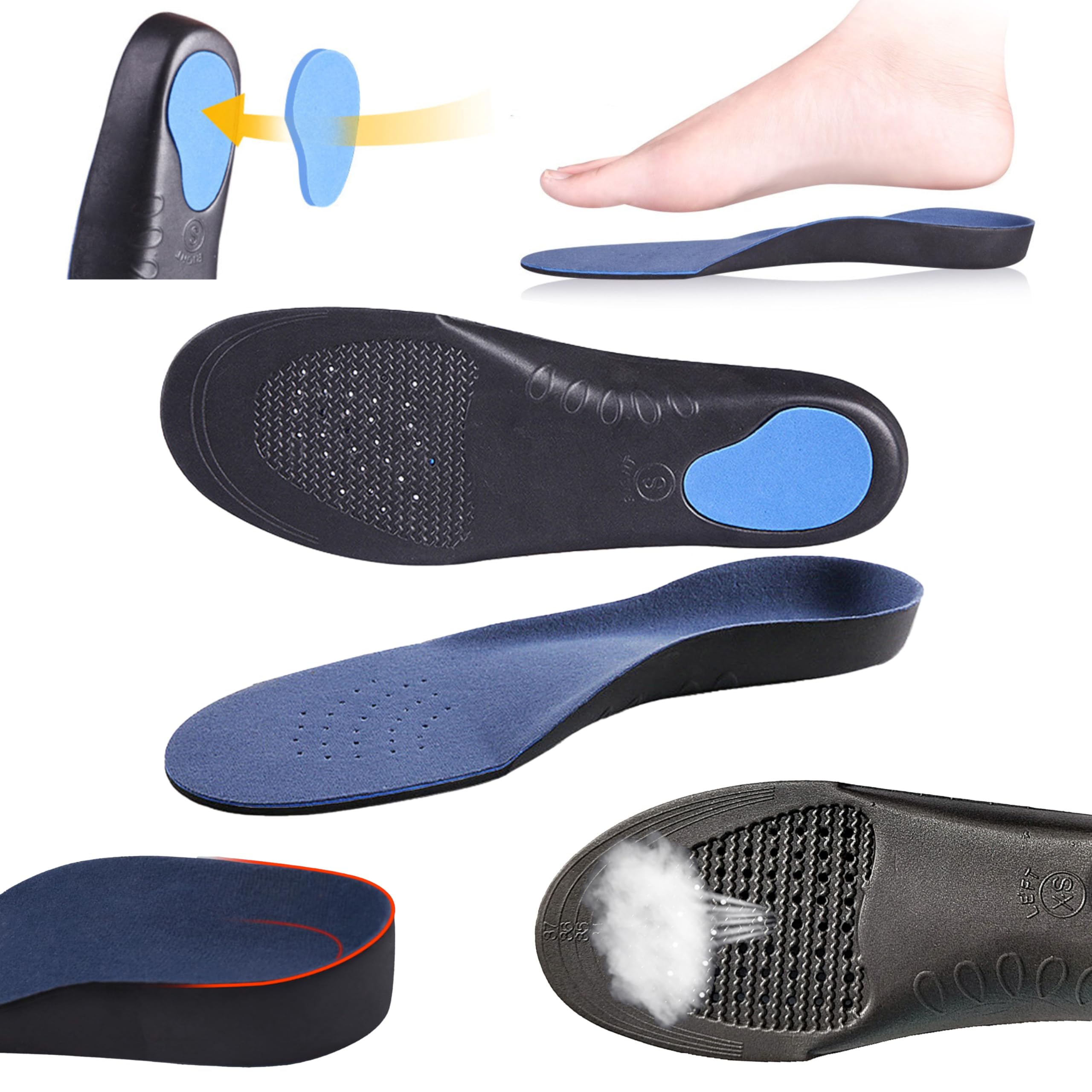 【送料無料】[JIFANPAUL] インソール アーチサポート 土踏まず 衝撃吸収 立体 3D 中敷き かかと 疲れにくい 立ち仕事 疲れない スニーカー スポーツ ランニング靴 メンズ レディース 軽量 滑らない