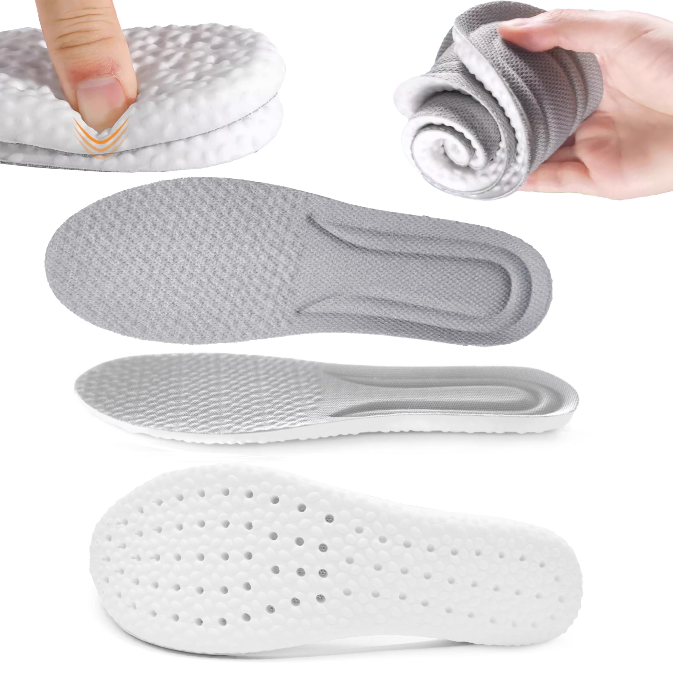 【送料無料】[JIFANPAUL] インソール 衝撃吸収 中敷き ふわふわ スニーカー スポーツ 疲れない 立ち仕事 メンズ レディース サイズ調整 通気性 筋力サポート 低反発 軽量 滑らない ランニング (グレー, 39-40（24.5cm～25cm）)
