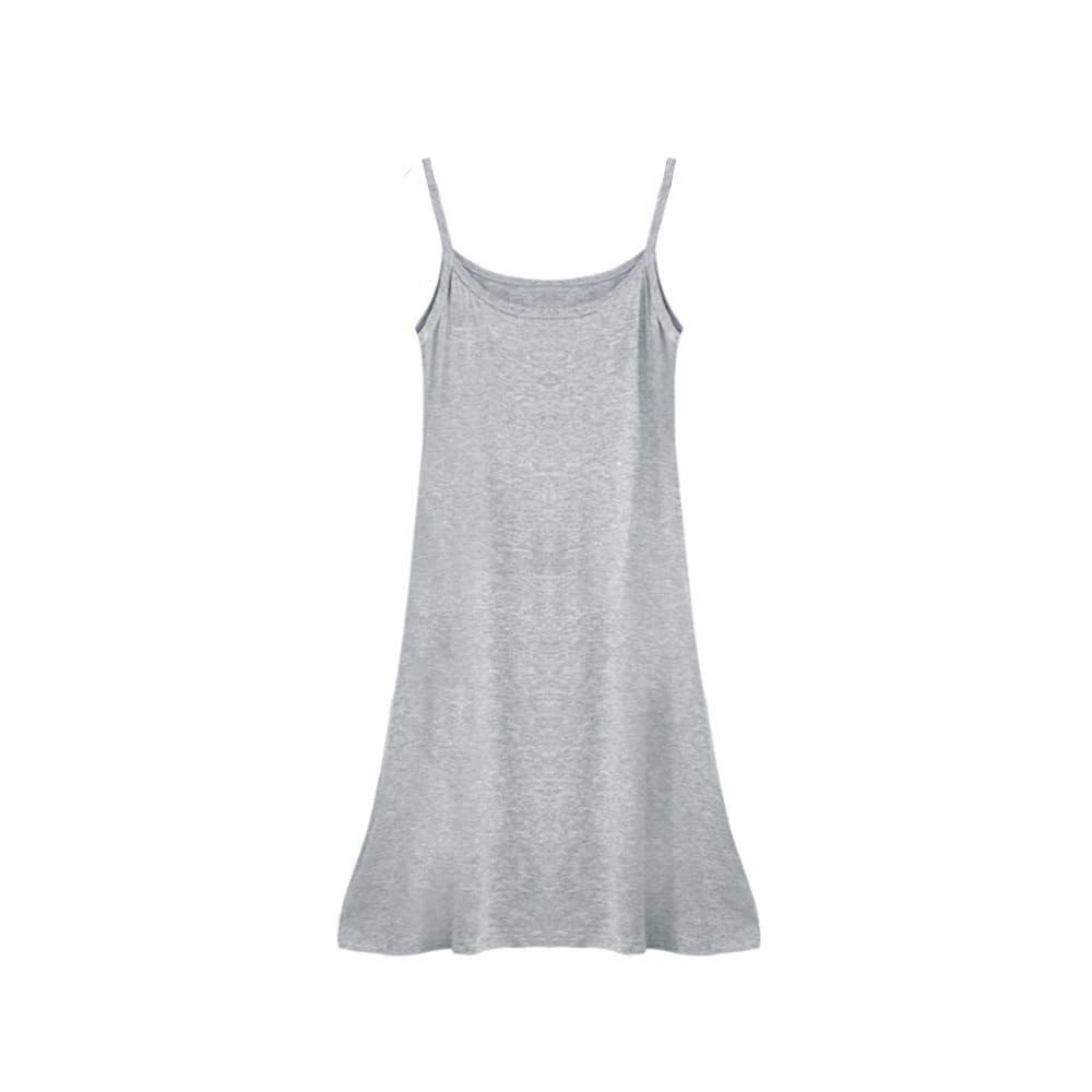 【送料無料】[Erikyson] インナーワンピース レディース ペチコート スリップ ルームウェア 静電気防止 キャミソール ロングワンピース (L, Short丈gray)