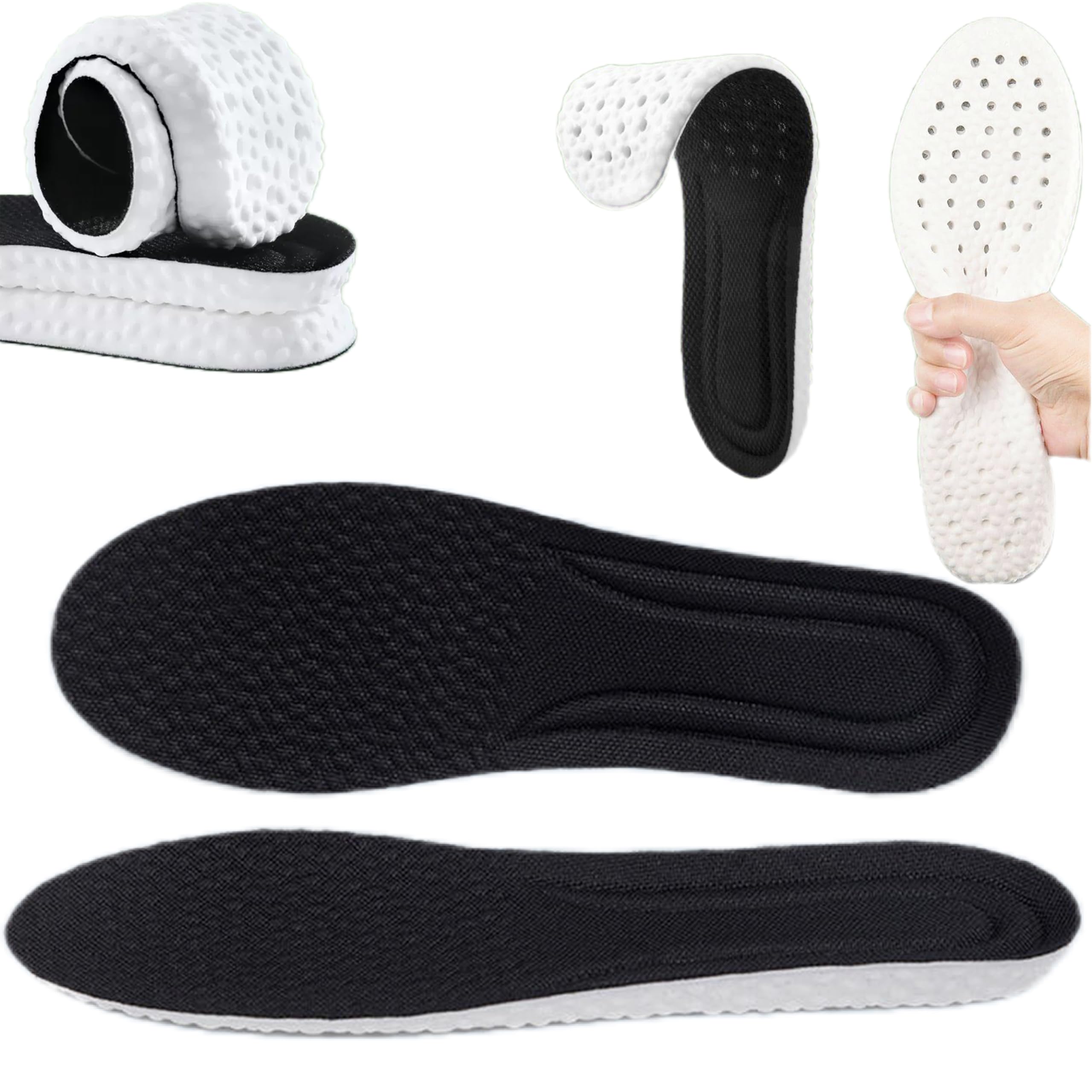 【送料無料】[JIFANPAUL] インソール 衝撃吸収 中敷き ふわふわ スニーカー スポーツ 疲れない 立ち仕事 メンズ レディース サイズ調整 通気性 筋力サポート 低反発 軽量 滑らない ランニング (ブラック, 41-42（25.5cm～26cm）)