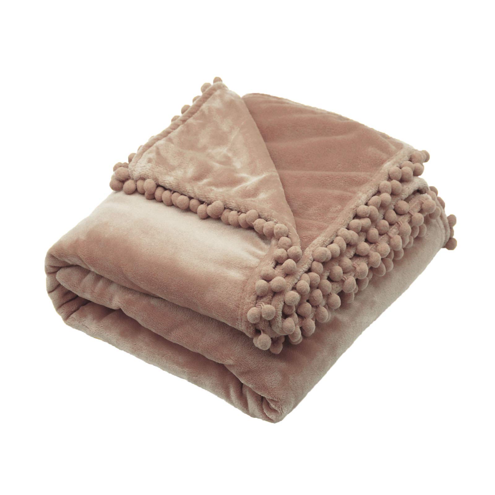 【送料無料】Mokoya 毛布 シングル 可愛い ブランケット 130x160cm 膝掛け 大判 おしゃれポンポン付き ふわふわ柔らかい 多用途 肩掛け 軽量 洗える 通年使用 (カーキ)