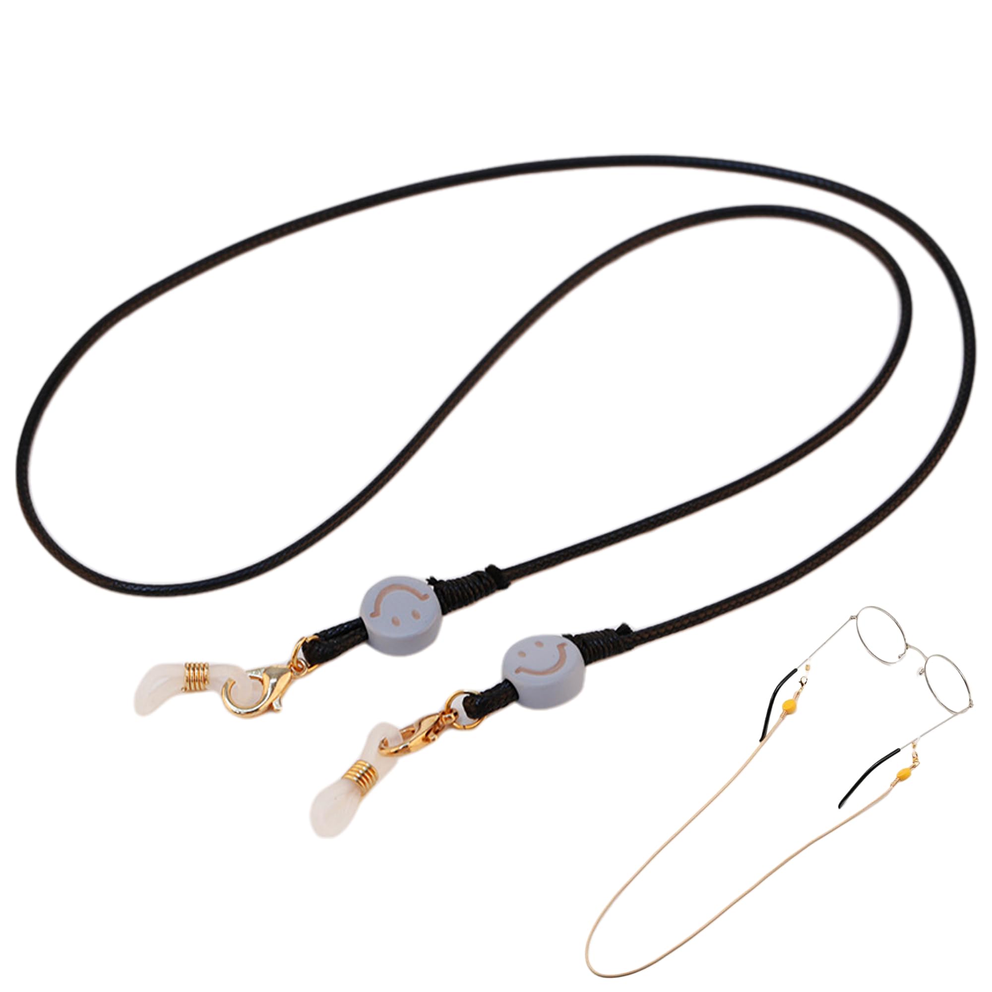 【送料無料】[DELUXEFOX] メガネチェーン メガネストラップ マスクストラップ メガネ イヤホン 落下防止 ストラップ メガネバンド グラスコード ストラップ ズレ落ち防止 メンズ レディース 子供 男の子 女の子 （ブラック）