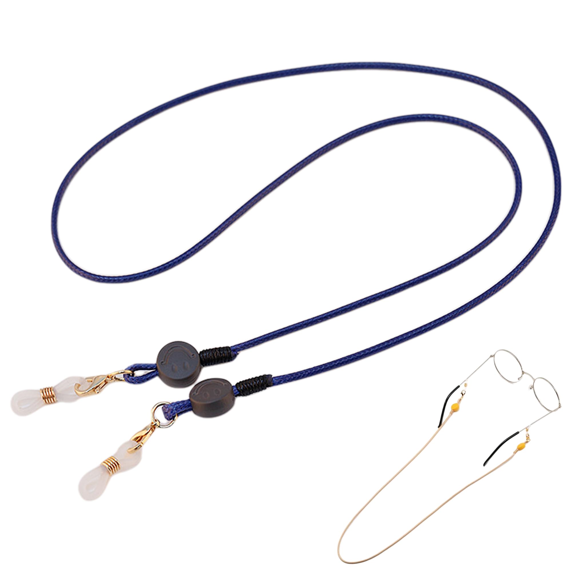 【送料無料】[DELUXEFOX] メガネチェーン メガネストラップ マスクストラップ メガネ イヤホン 落下防止 ストラップ メガネバンド グラスコード ストラップ ズレ落ち防止 メンズ レディース 子供 男の子 女の子 （ネイビー）