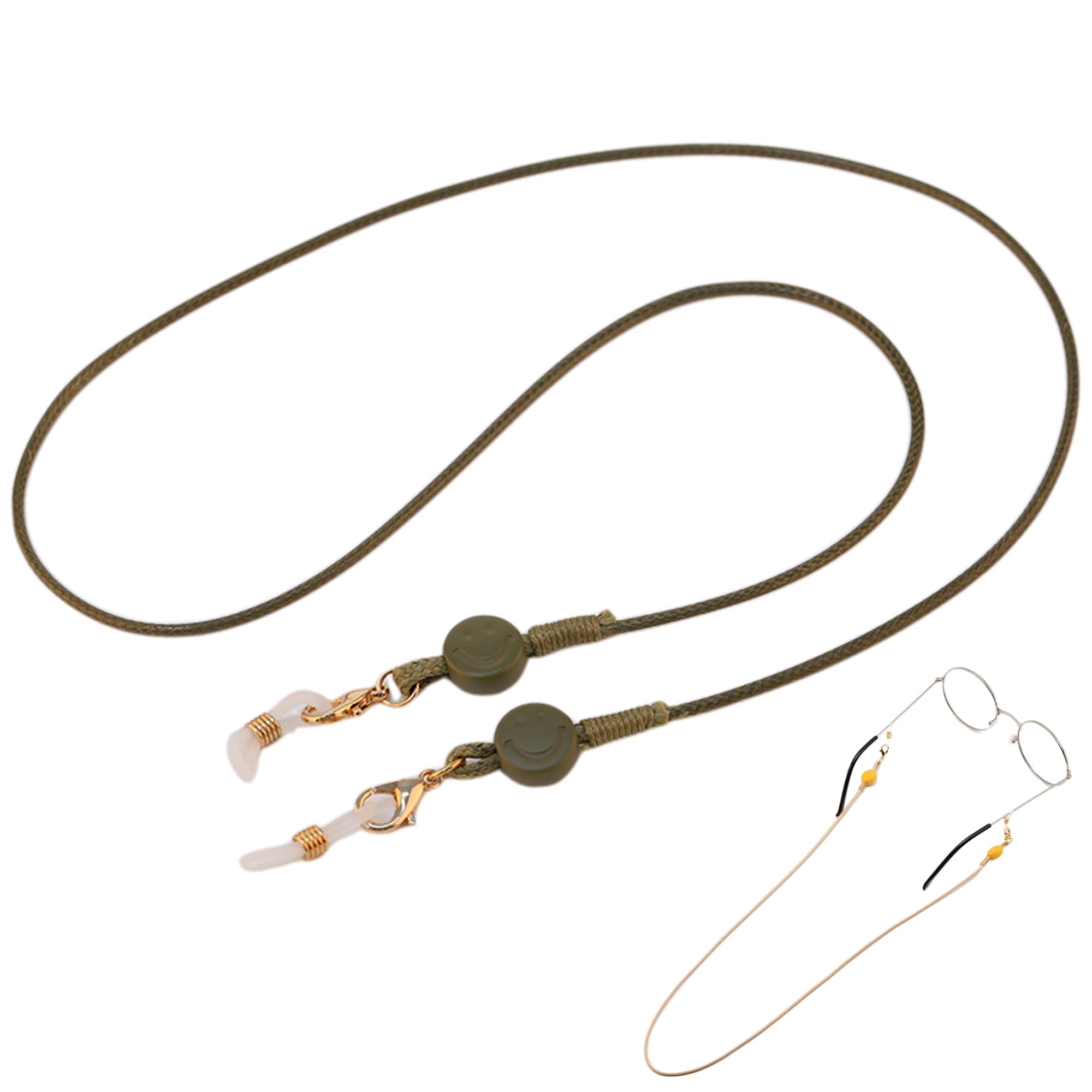 【送料無料】[DELUXEFOX] メガネチェーン メガネストラップ マスクストラップ メガネ イヤホン 落下防止 ストラップ メガネバンド グラスコード ストラップ ズレ落ち防止 メンズ レディース 子供 男の子 女の子 （グリーン）