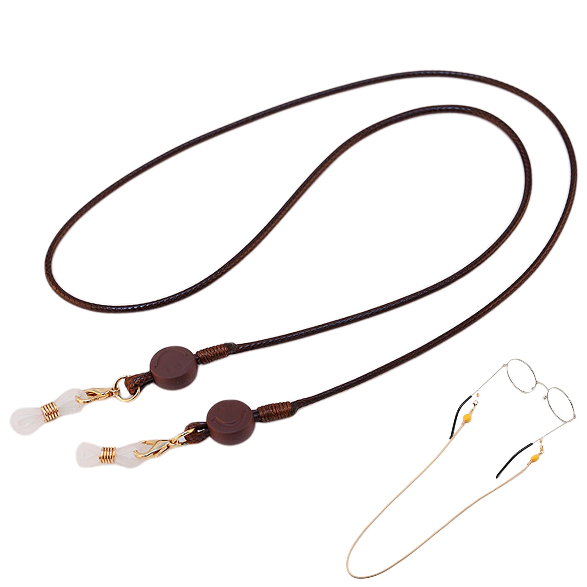 【送料無料】[DELUXEFOX] メガネチェーン メガネストラップ マスクストラップ メガネ イヤホン 落下防止 ストラップ メガネバンド グラスコード ストラップ ズレ落ち防止 メンズ レディース 子供 男の子 女の子 （チョコレート）