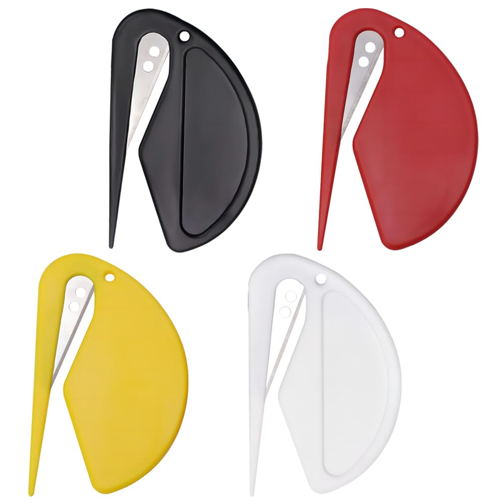 【送料無料】ESJNNK レターオープナー 4個セット レター 封筒 パッケージ スリッター オープナー レターカッター ペーパーブレード 開梱カッター 軽量 携帯便利 オフィス用品 事務用品 (4色)