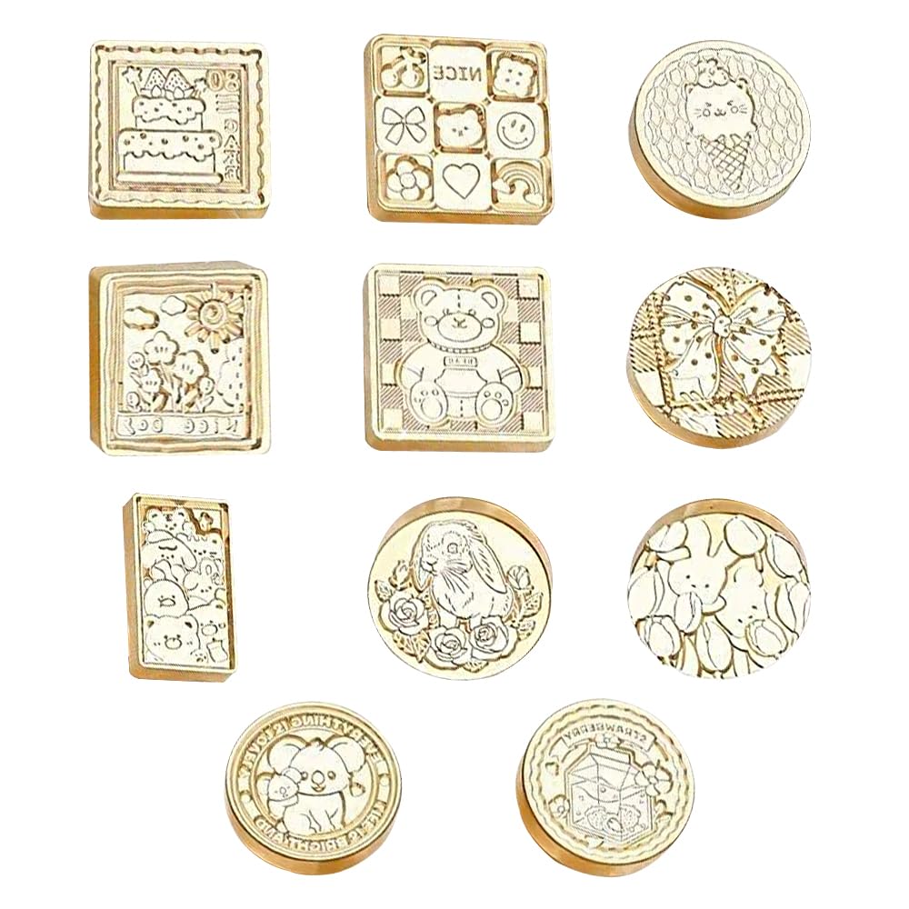 【送料無料】ESJNNK シーリングスタンプ ヘッド 交換 11個セット 印鑑 封筒 専用ヘッド 封蝋シール 洋式 可愛なペット 復古風 DIY 手帳 手紙 メッセージカードの装飾 手紙や封筒のデコレーション (可愛なペット 11枚)