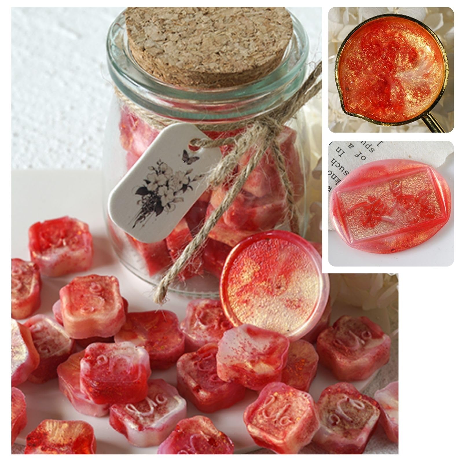 【送料無料】YAMOXLS シーリングワックス ワックスビーズ セット 封蝋 玉形 可愛い 小粒 混色 パールカラー ラメ 手紙 DIY 強い密着性 25粒入り 便箋 装飾 手作り パーティー 招待状 結婚式 祝福 告白 祝い ギフト 封筒 記念日 (花火琉金)