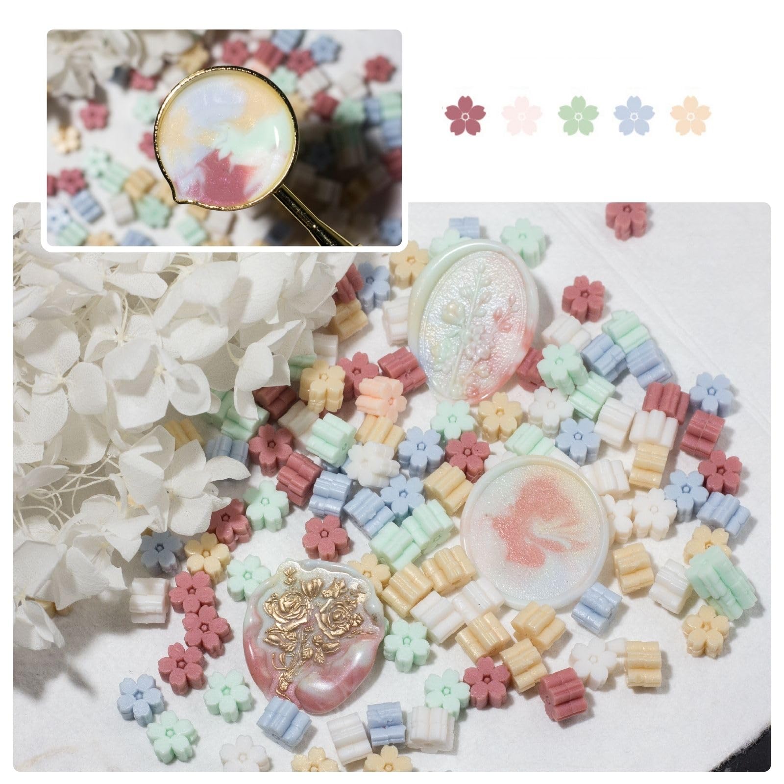 【送料無料】YAMOXLS シーリングワックス ワックスビーズ セット 封蝋 小粒 桜形 可愛い 手紙 台 DIY ..