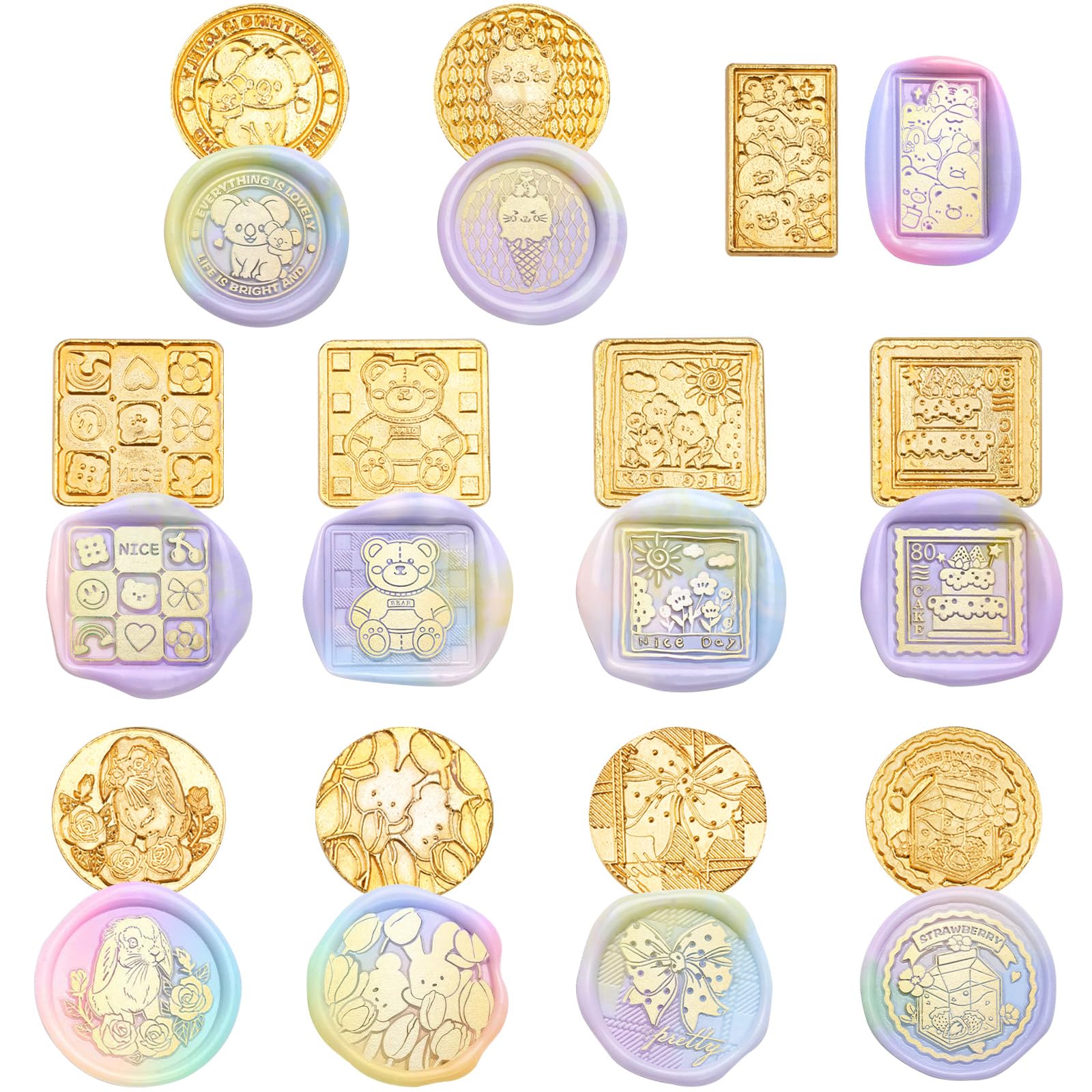 【送料無料】ANZOBEN シーリングスタンプ ヘッド 11個セット シーリングワックス 3d 立体 異形 紋章 合金 可愛い 動物 手紙 印鑑 封筒 専用ヘッド 復古風 洋式 結婚式 DIY用 ワンポイント（萌え萌えペット）