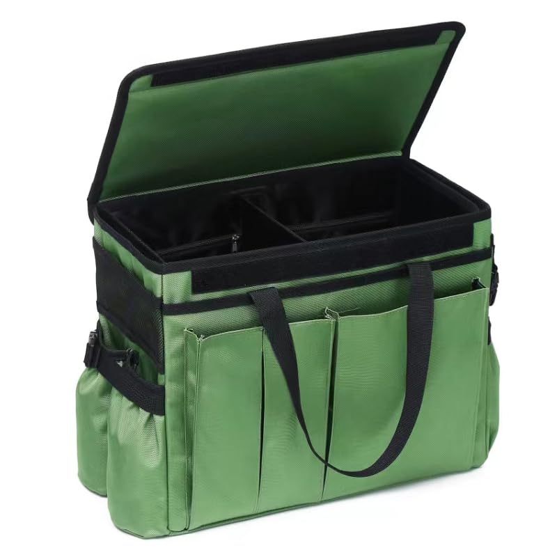 【送料無料】Topshine 車用 トランク 収納ボックス 大容量 折り畳み キャンプ ラゲッジルーム 蓋付き 小物整理 仕切り コンソールボックス アウトドア 車載 転落防止 容量25L 15個のポケット付き 滑り止め (グリーン)