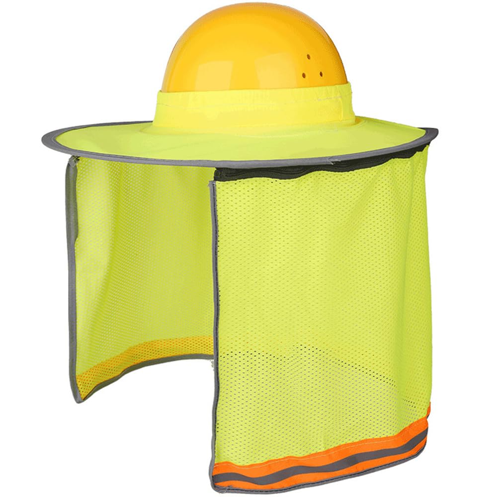 【送料無料】DUOLEIMI ヘルメット 日除けカバー ヘルメット取付用 つば バイザー ネックガード タレ 日よけ サンシェード ヘルメットバイザー 熱中症対策 紫外線カット 建築現場 (イエロー)