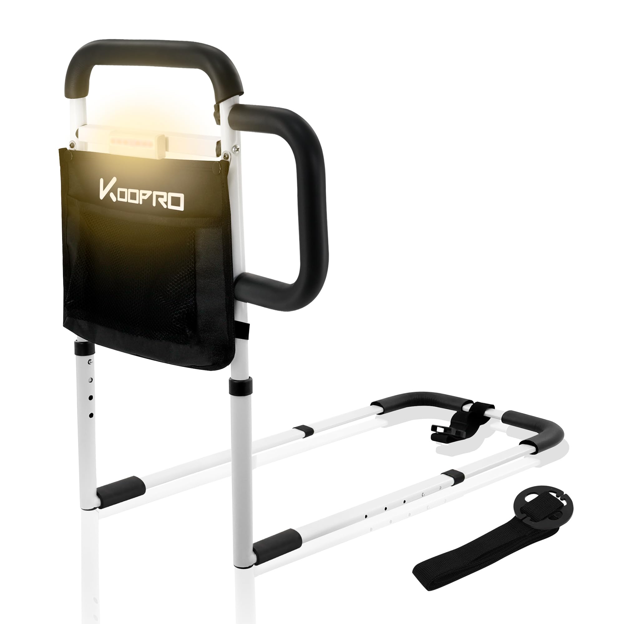 【送料無料】KOOPRO 2025年新登場人感センサーライト付き ベッドガード ダブル手すり 5段長さ 4段高さ..