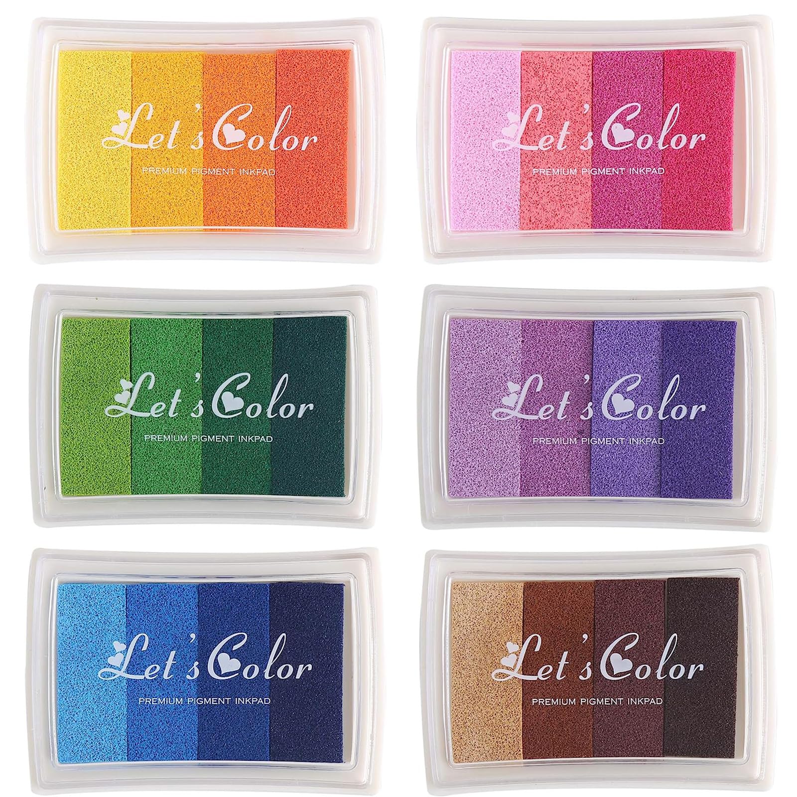 【送料無料】KALOLINNA スタンプ台 カラーが豊富 署名 DIY 手帳 インクパッド 布 木材 にも使用可 学校 幼稚園 知育玩具 (6個セット)